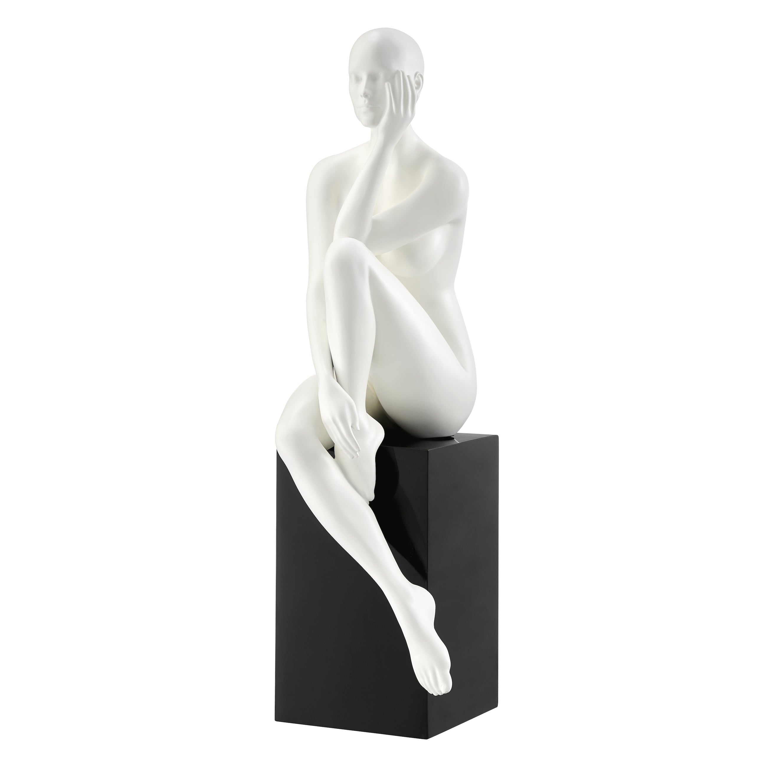 Antoinette Doll Sculpture // Matte White with Black Base