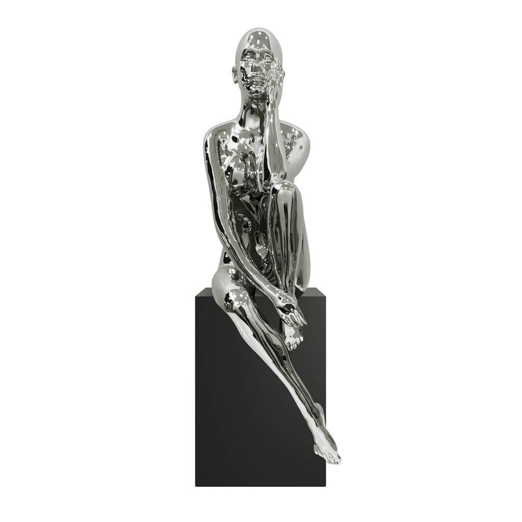 Antoinette Doll Sculpture with Base // Chrome