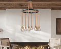 Steel and Ropes 8 Light Chandelier // Black