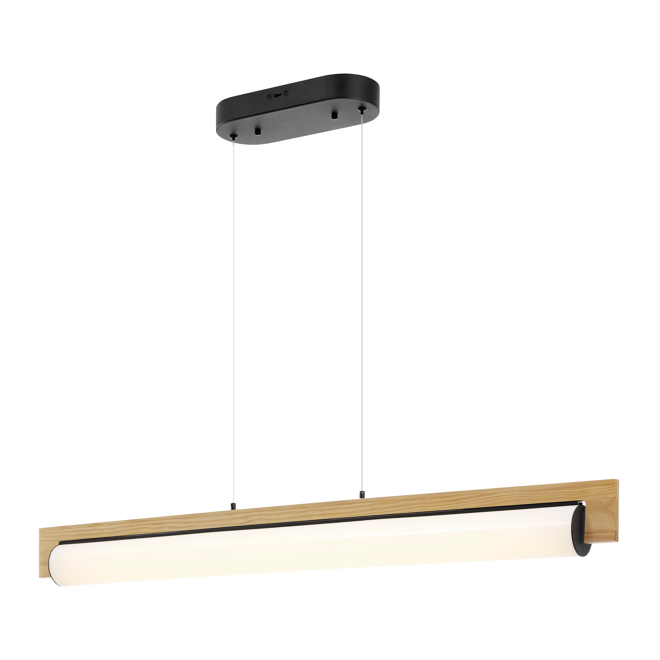 Chandelier Linear Satin Black & Wood