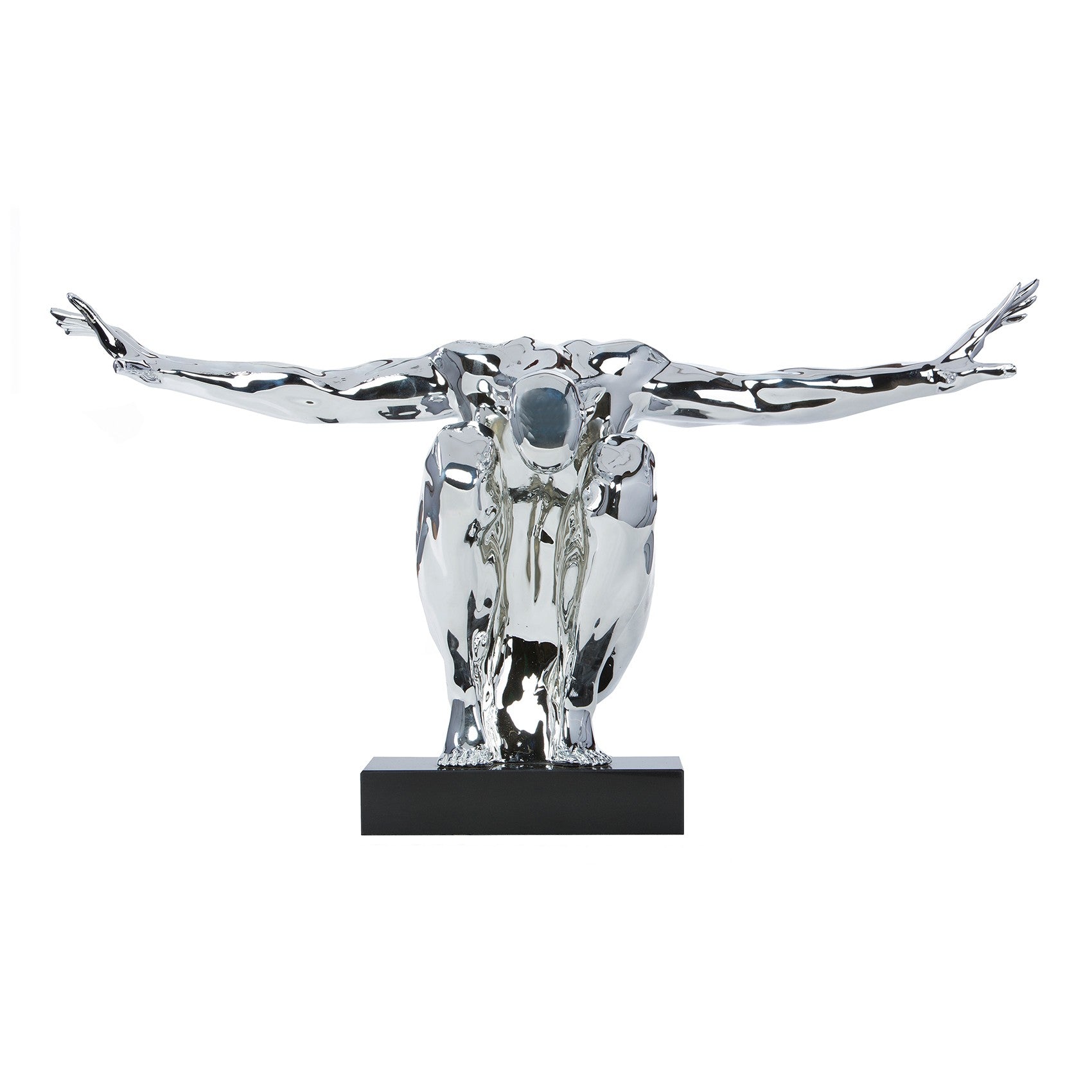 Chrome Large Saluting Man Resin Sculpture