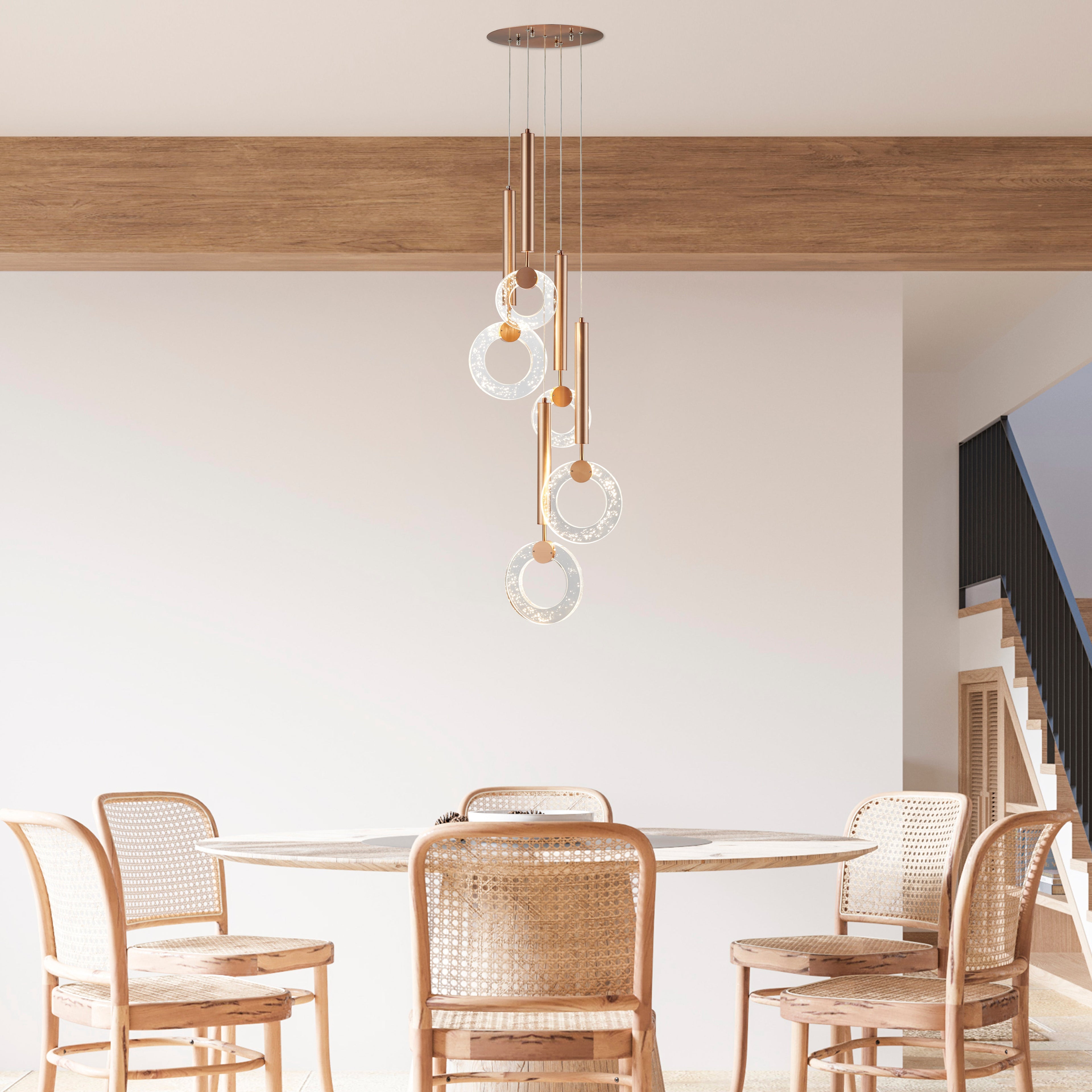 Bronze Glitter Rings Flush Chandelier