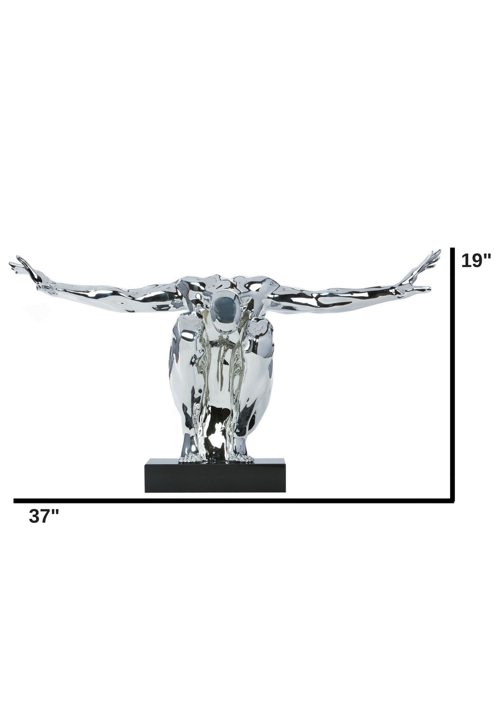 Chrome Large Saluting Man Resin Sculpture