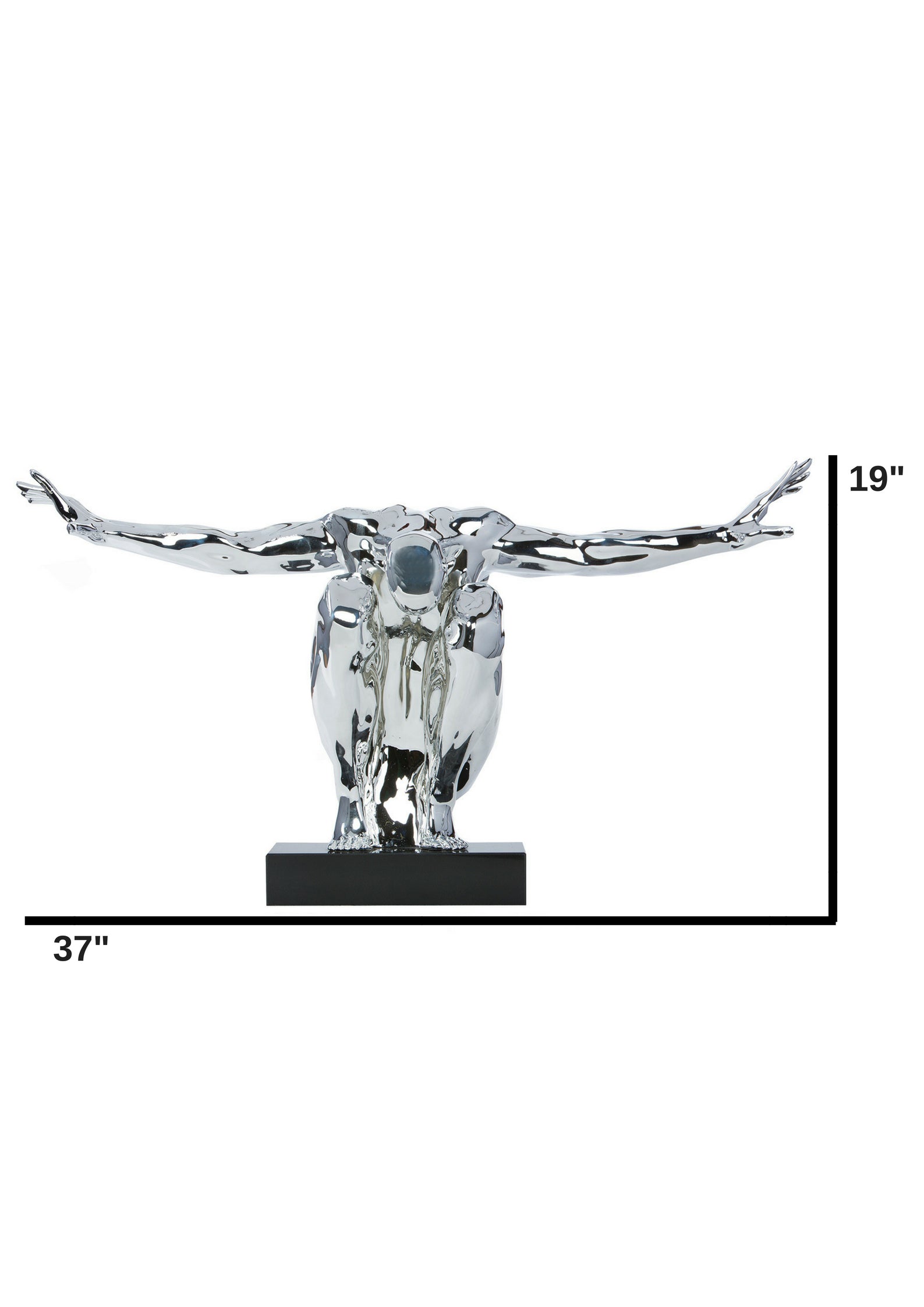 Chrome Large Saluting Man Resin Sculpture