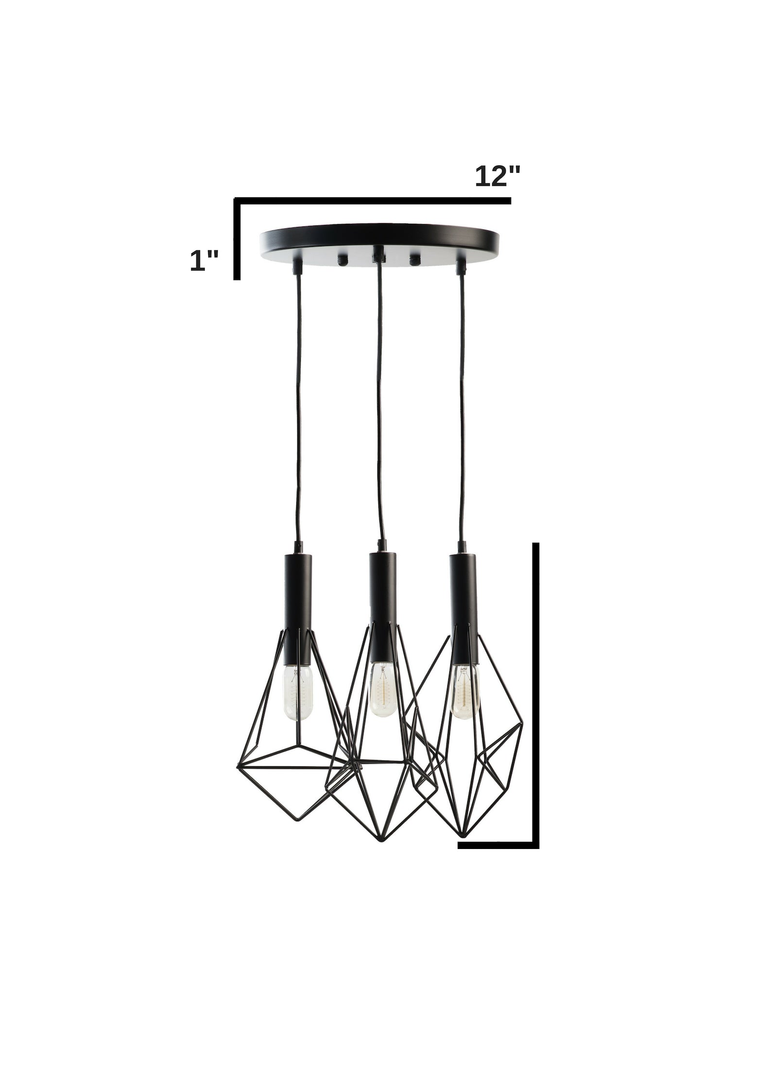 Adele Black Geometric 3-Light Cluster Pendant – Industrial Ceiling Light