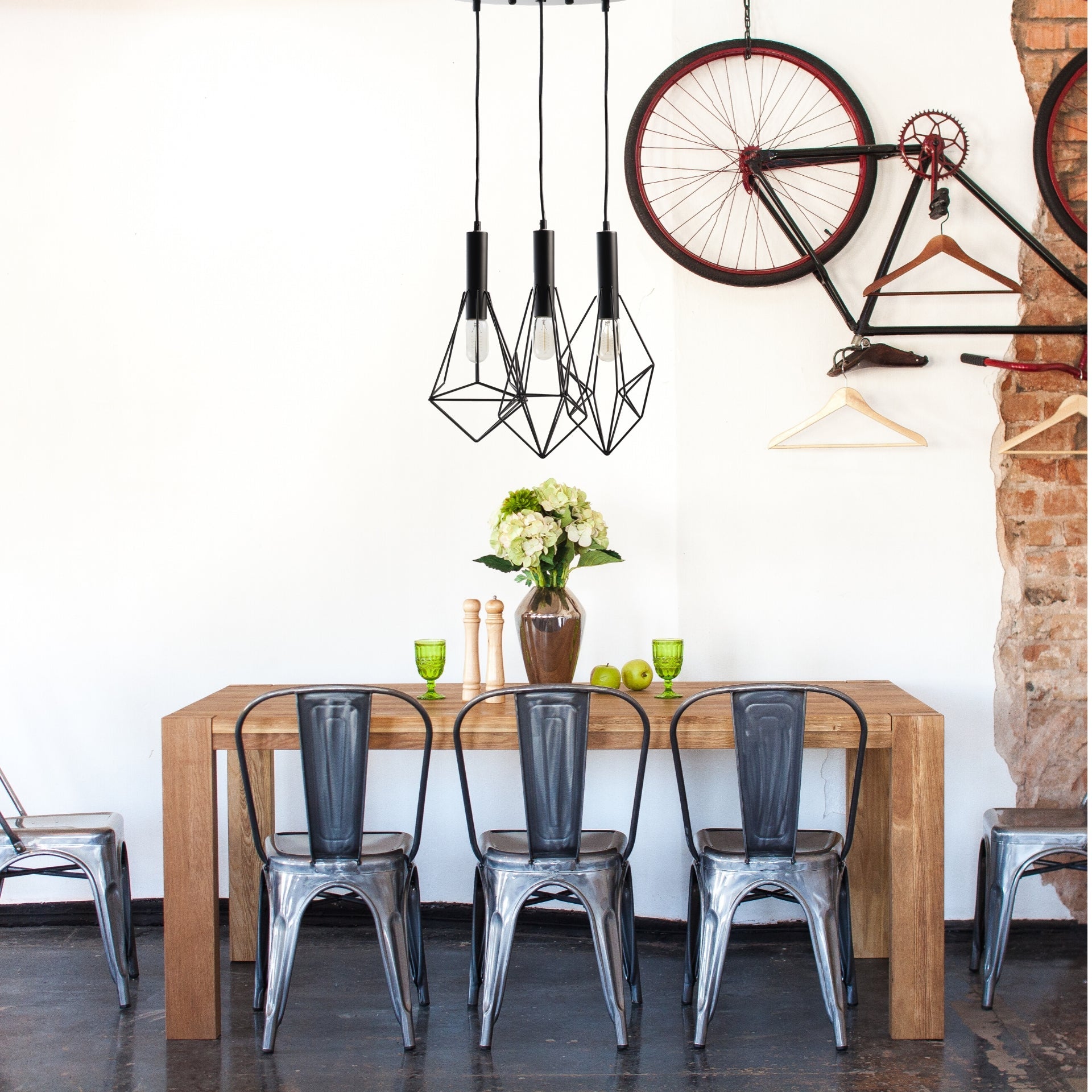 Adele Black Geometric 3-Light Cluster Pendant – Industrial Ceiling Light