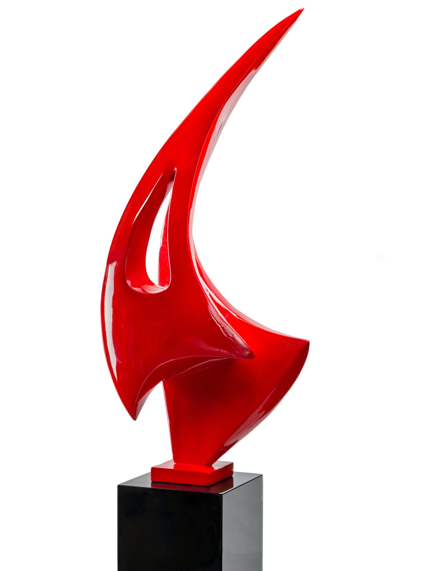 Sail Floor Sculpture - Red with Black Stand