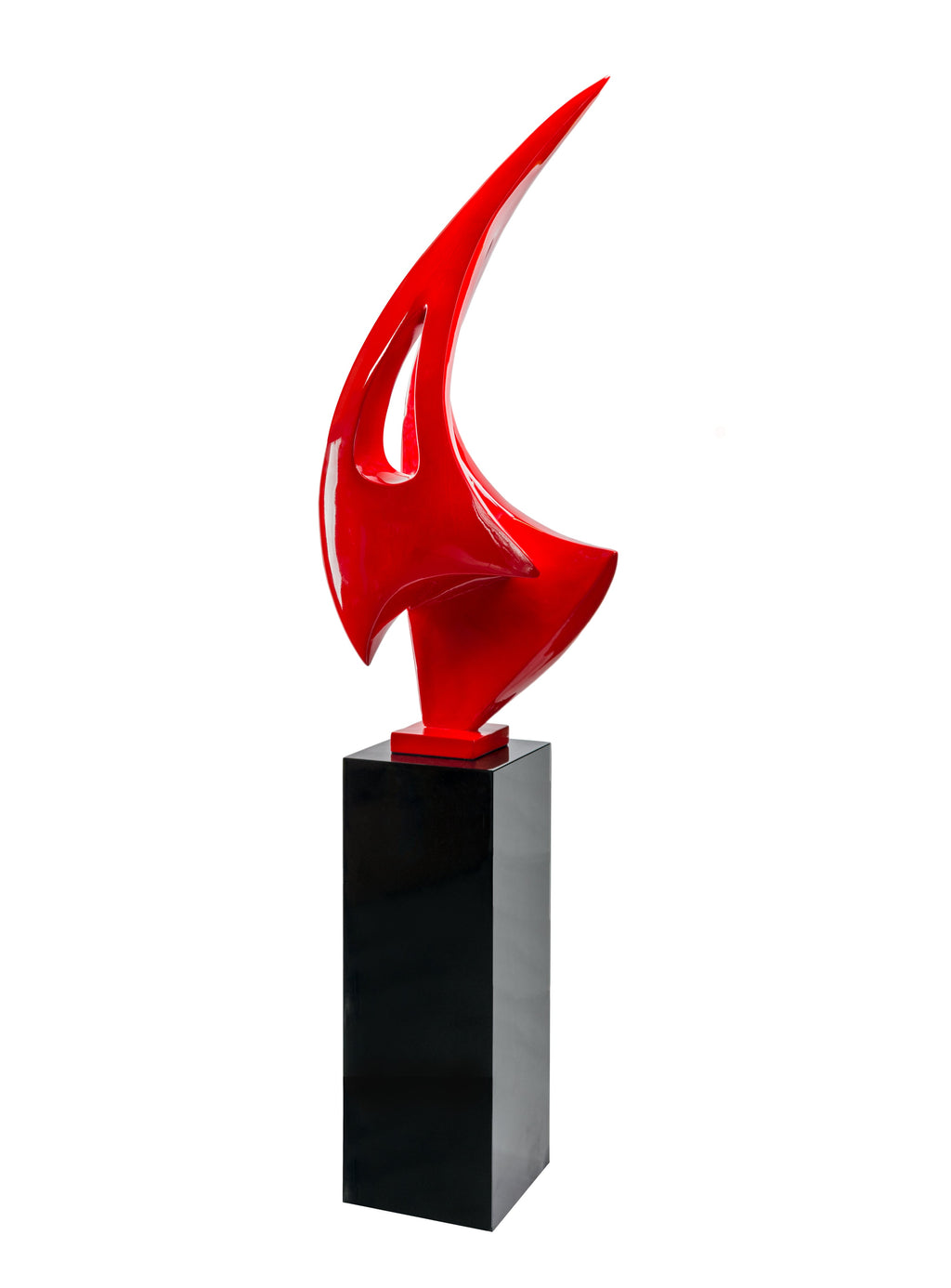 Sail Floor Sculpture - Red with Black Stand