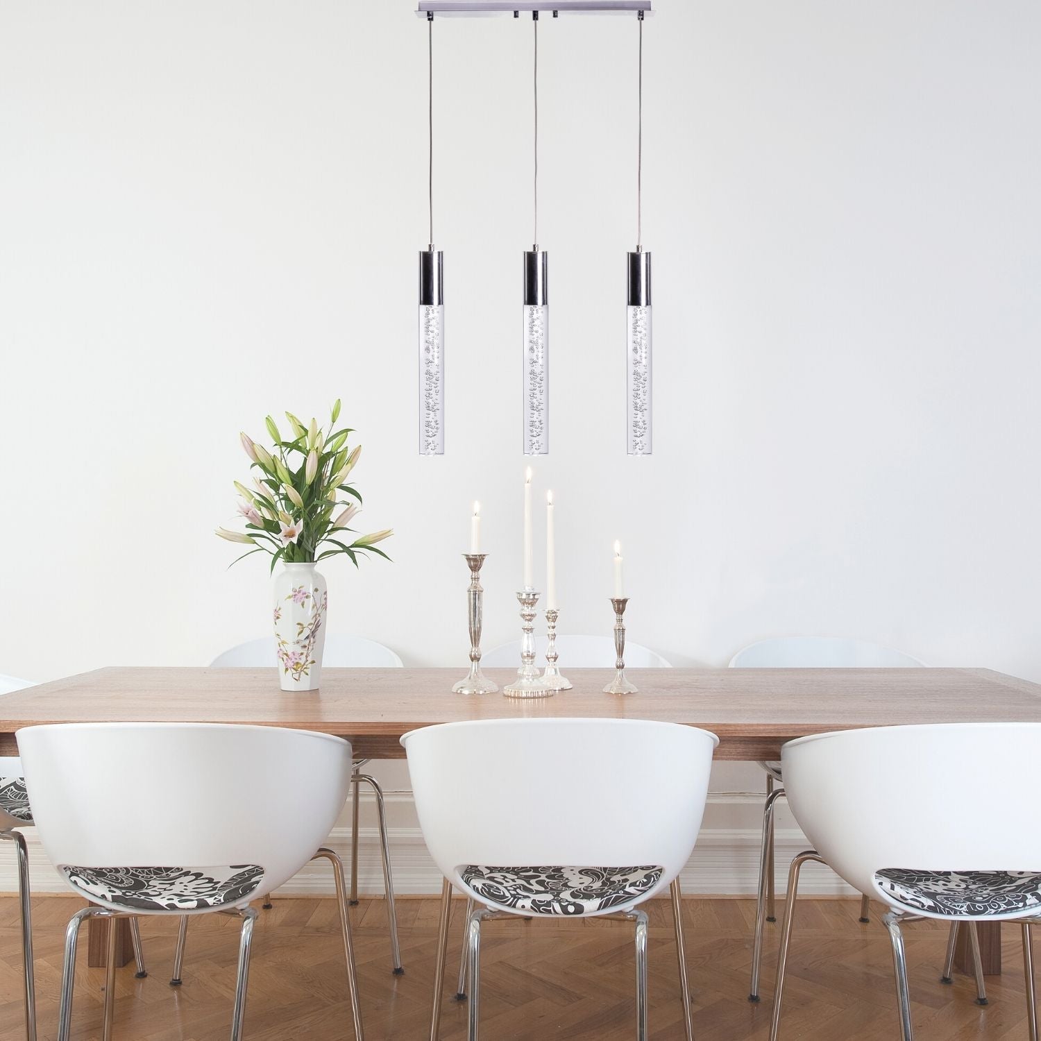 Acrylic Cylinder Chandelier // 3 Light