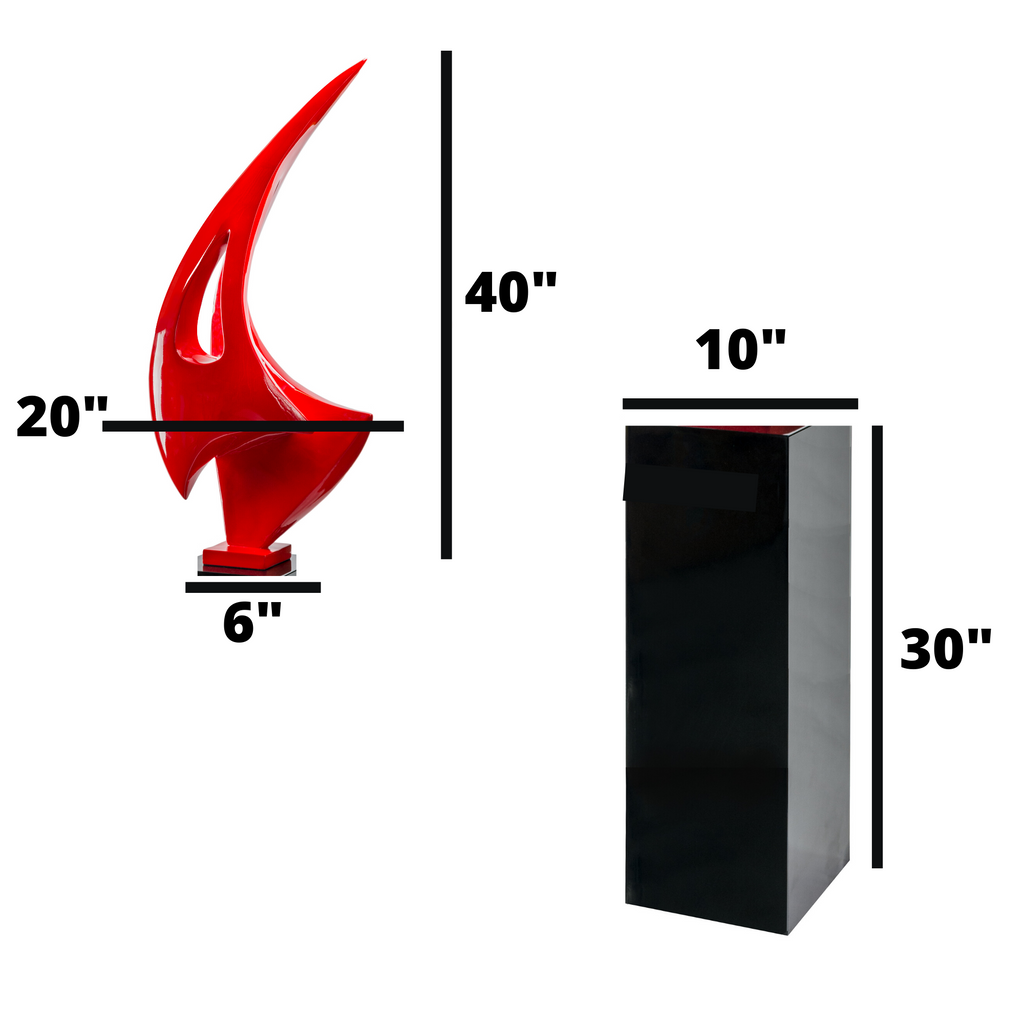 Sail Floor Sculpture - Red with Black Stand