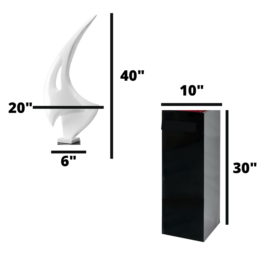 Sail Floor Sculpture With Black Stand 70" Tall // White