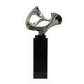 Abstract Mask 54" Tall Floor Sculpture - Chrome with Black Stand