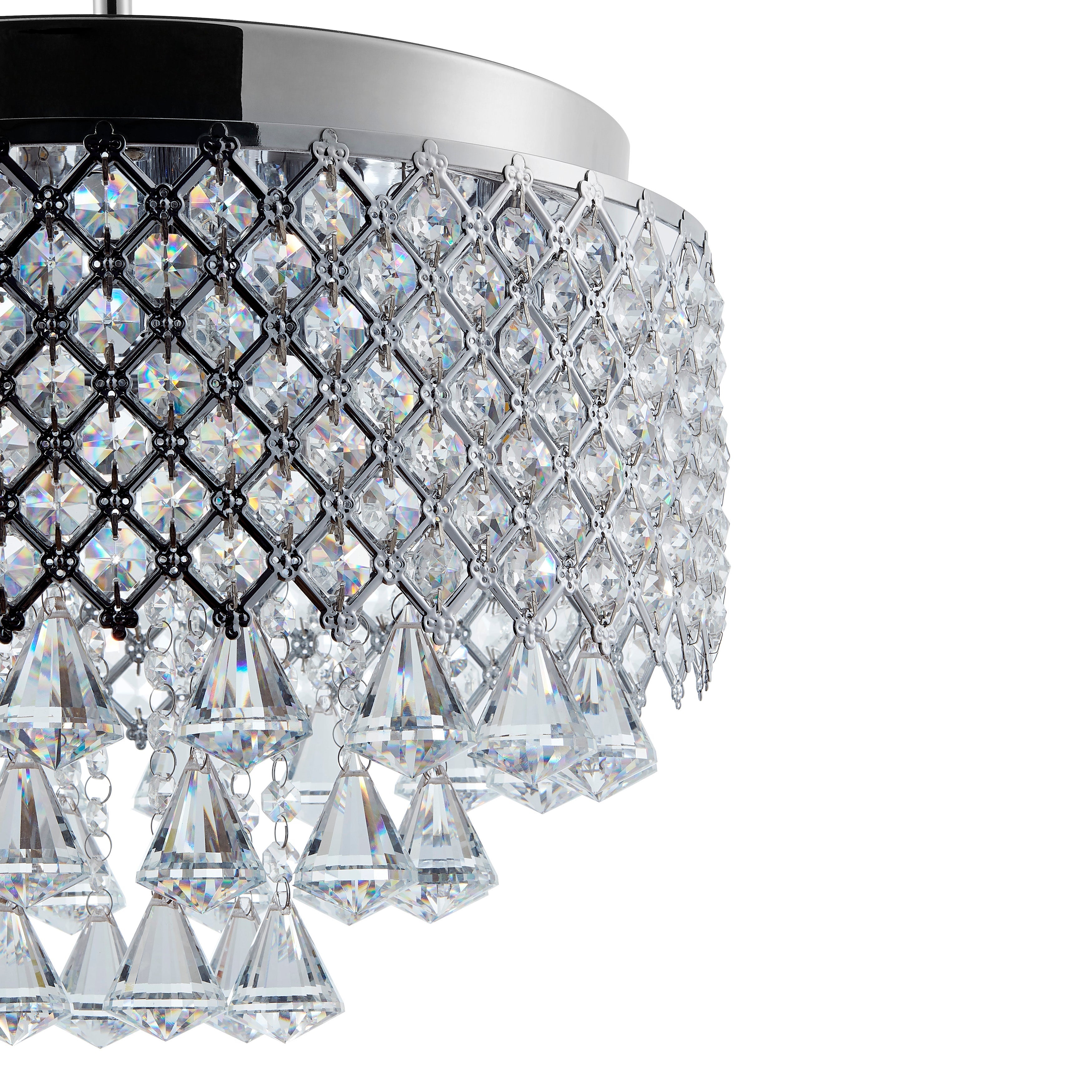 Cinderella Crystal Round Chandelier Pendant // Chrome