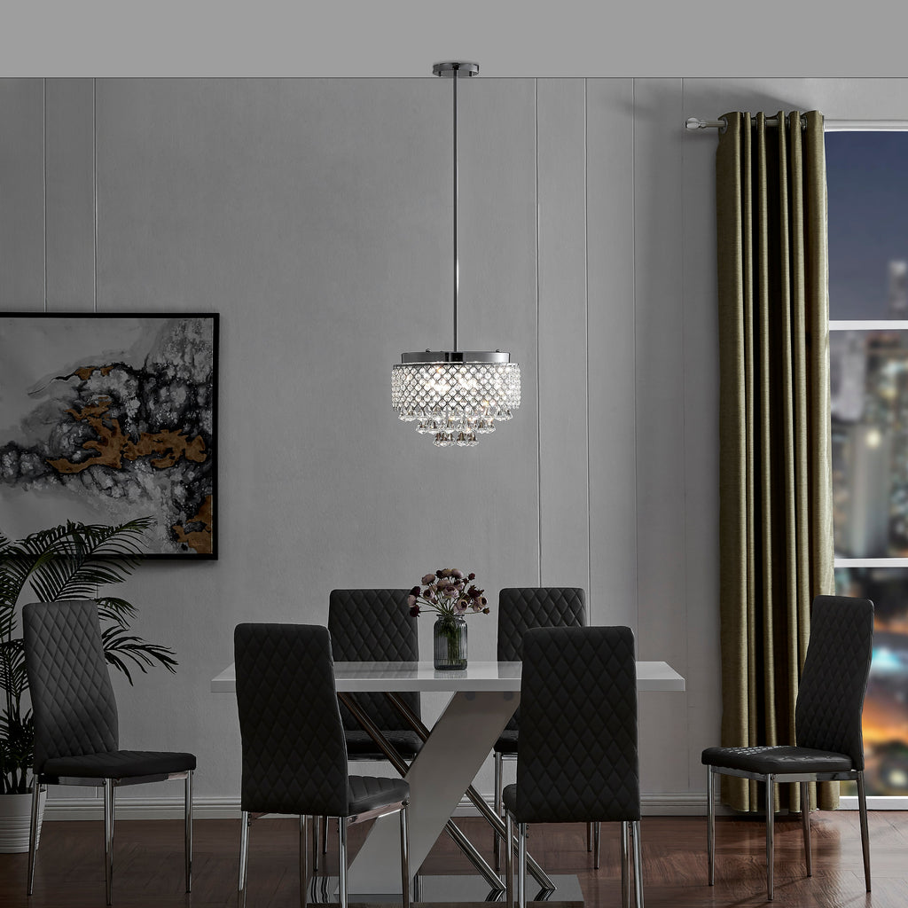 Cinderella Crystal Round Chandelier Pendant // Chrome