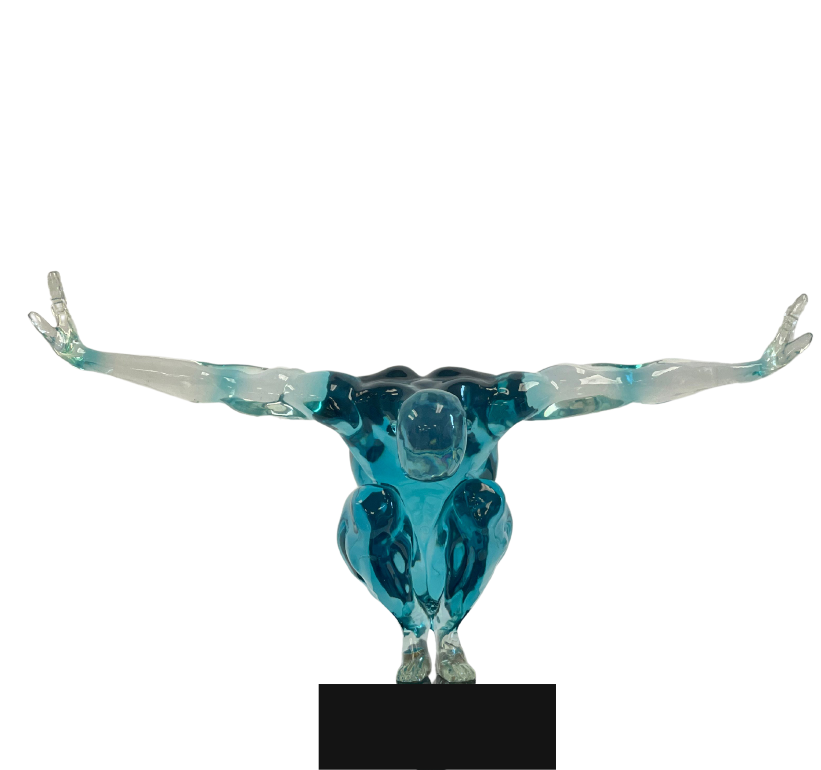 Clear Blue Small Saluting Man Resin Sculpture