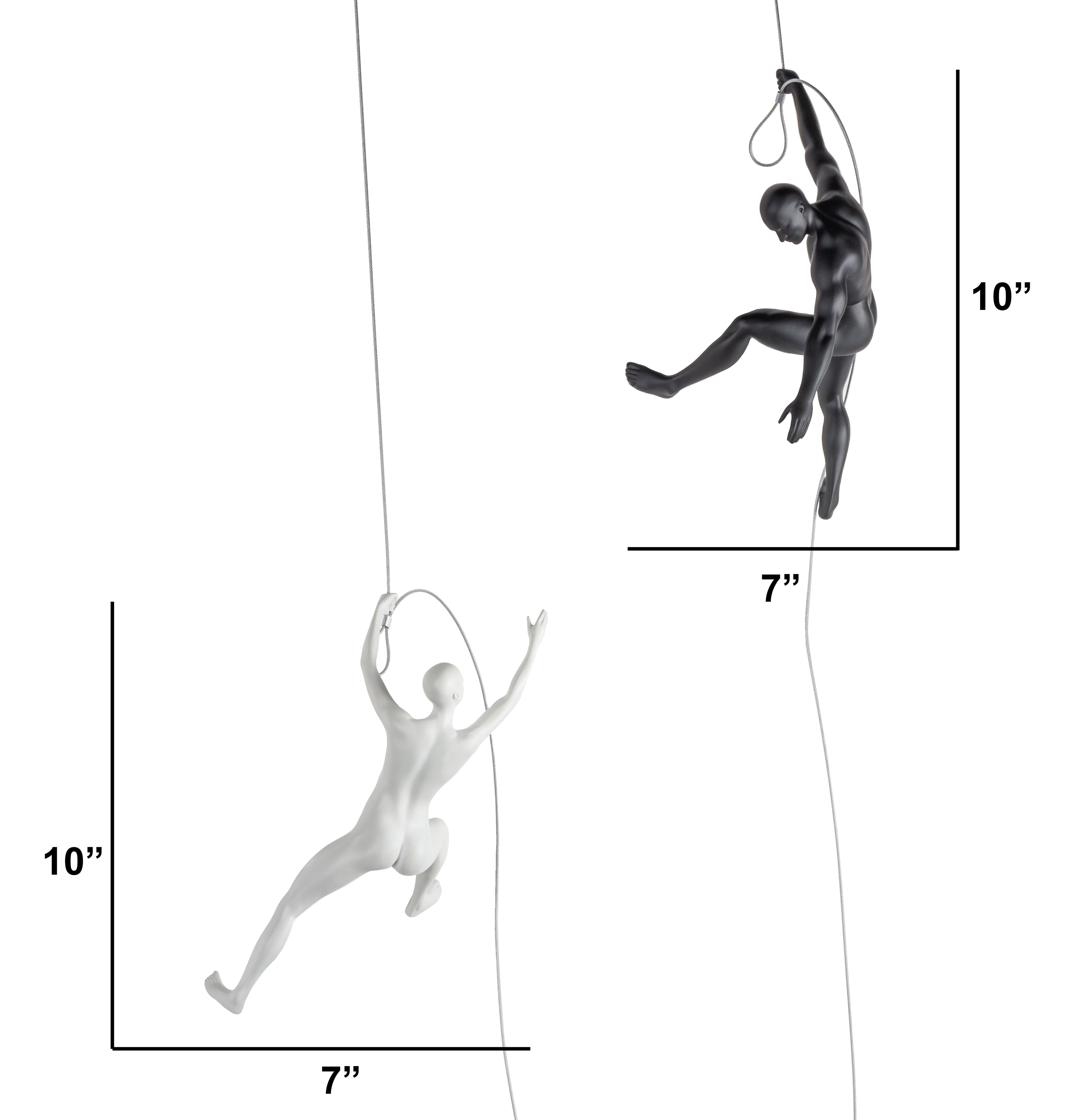 Climbing Couple Set of Two Wall Sculptures // Matte Black and Gold