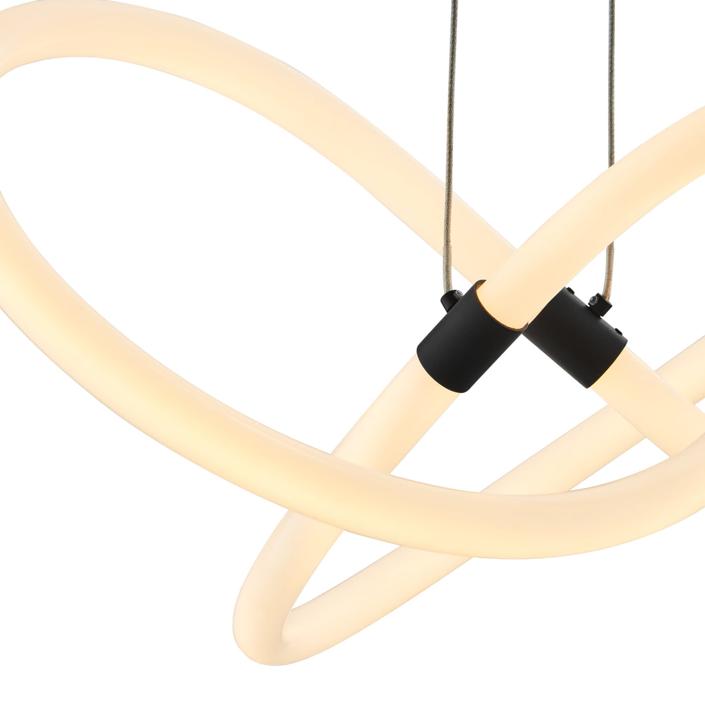 Matte Black Daisy LED Chandelier – Modern Ring Ceiling Light