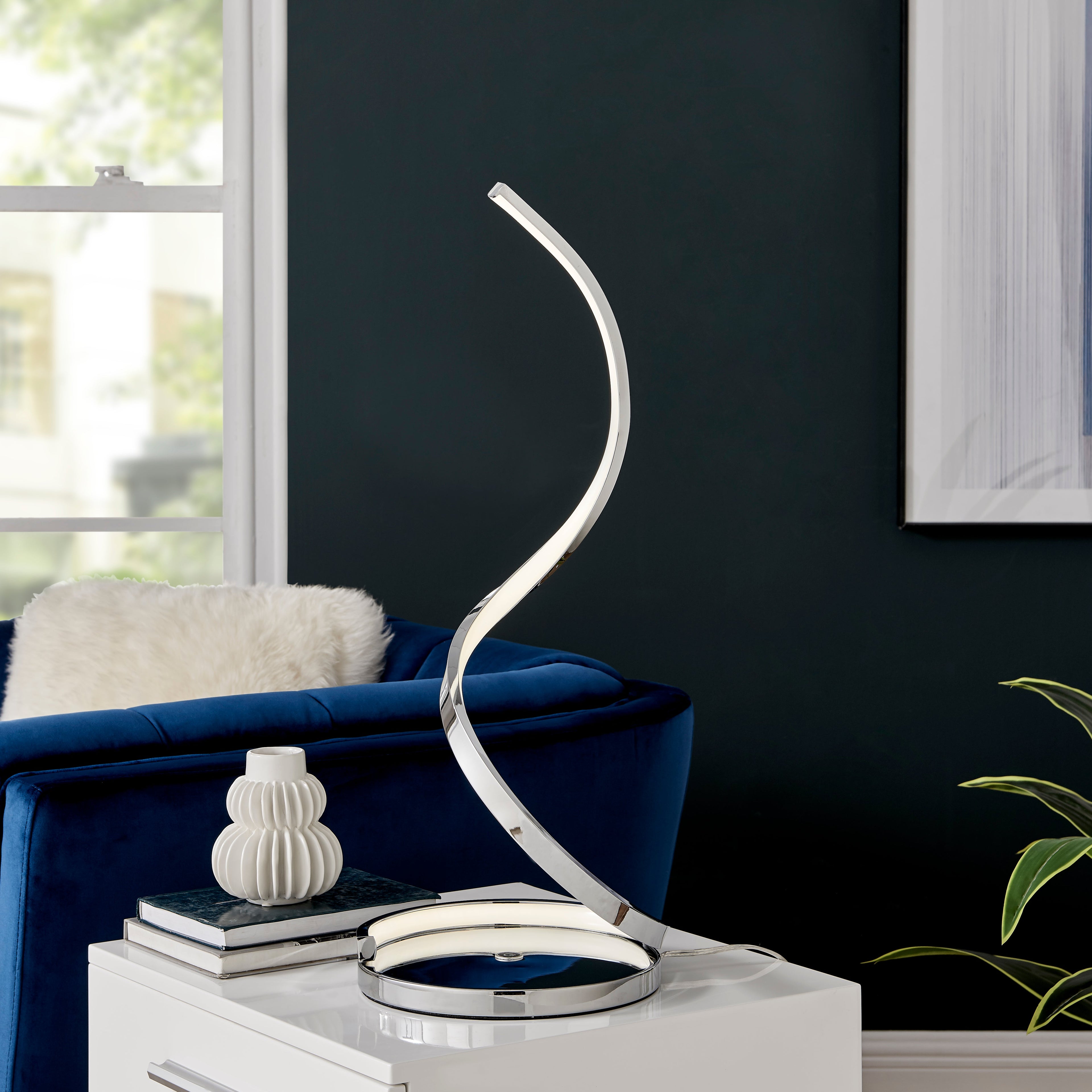 Chrome Modern Spiral Integrated LED Table Lamp