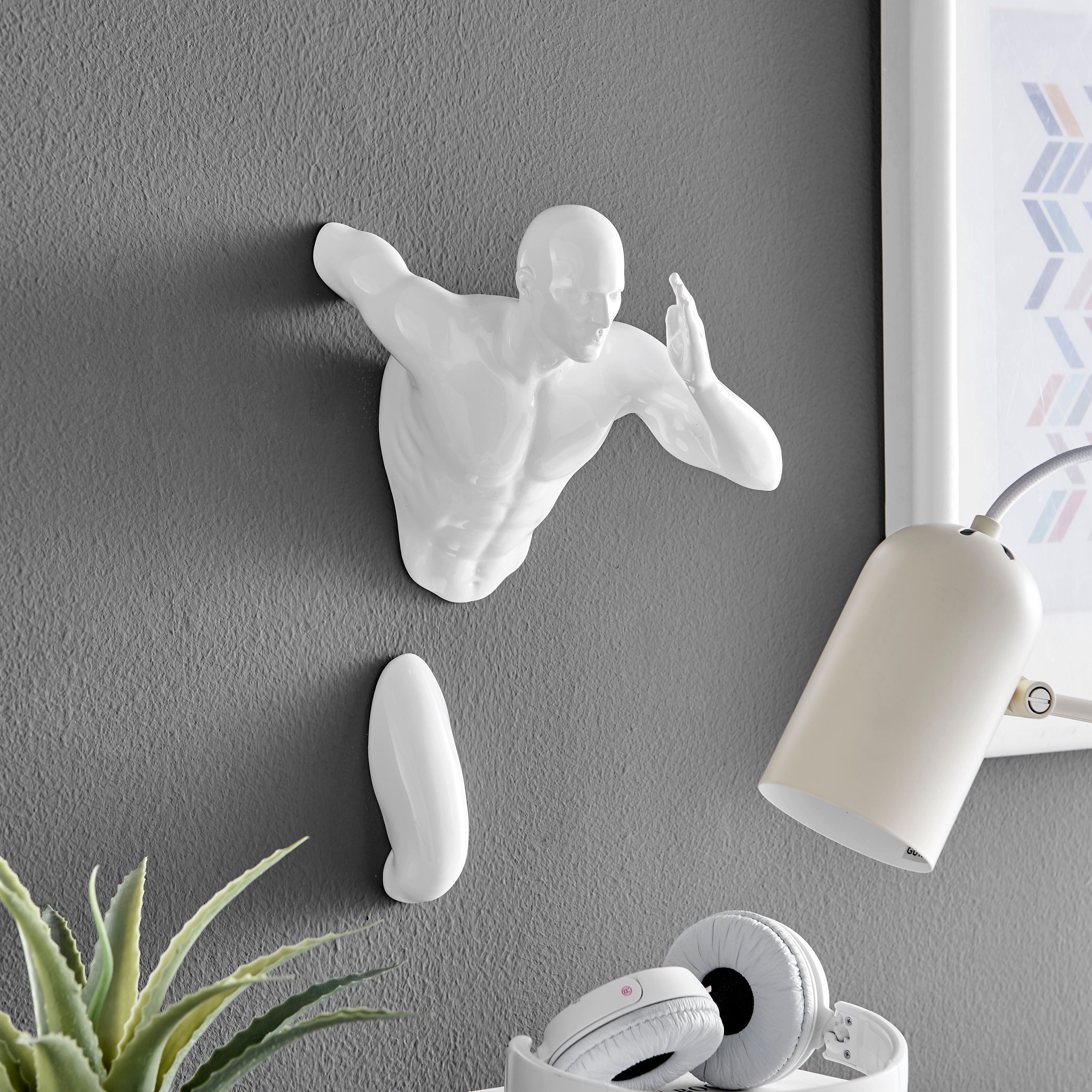 White Runner Man 13" Wall Sculpture