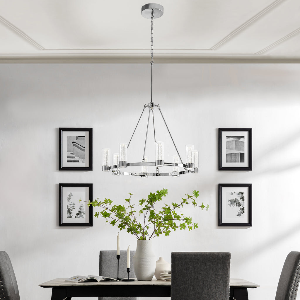 Victory 8 Light Chandelier //  Chrome