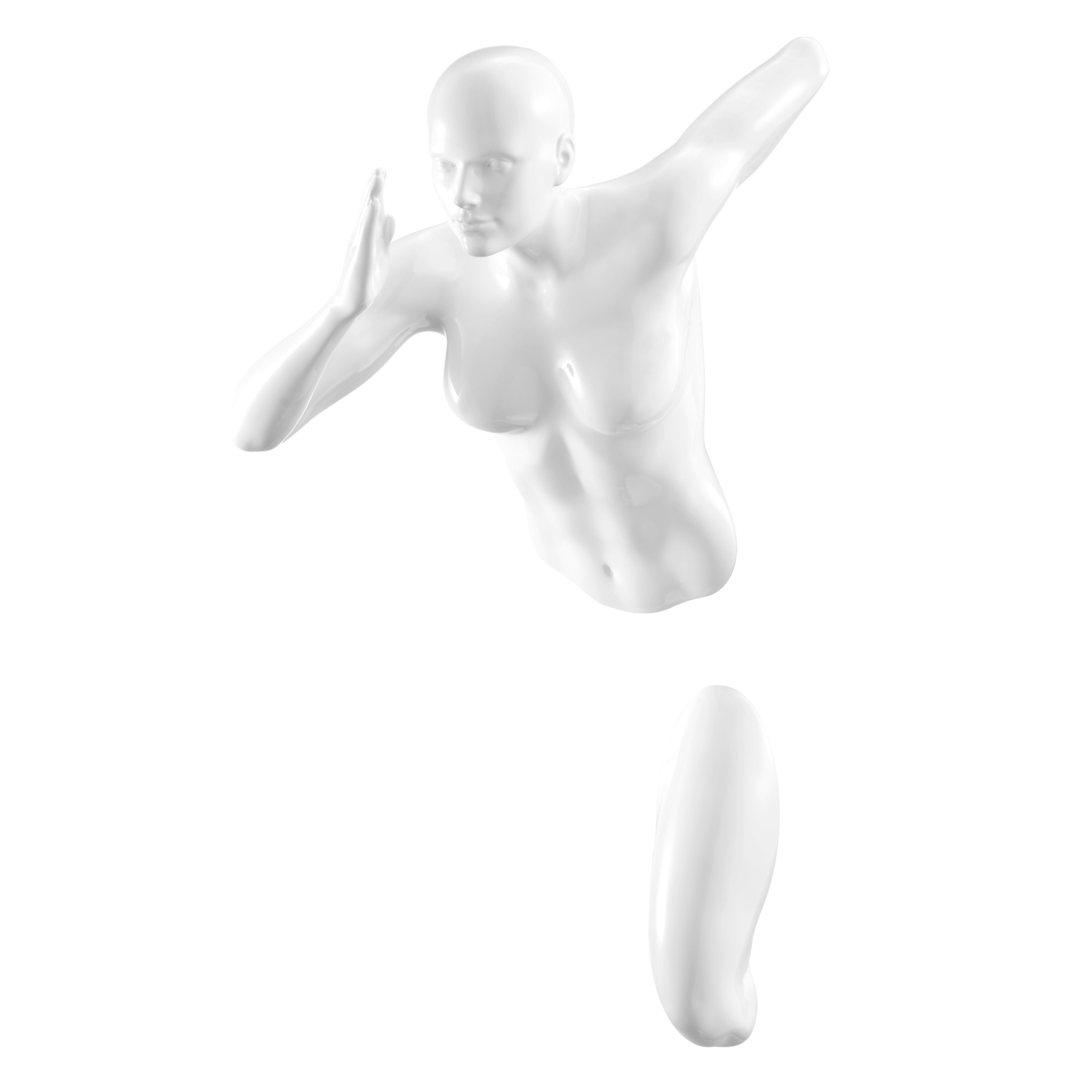 White Runner Woman 13" Wall Sculpture