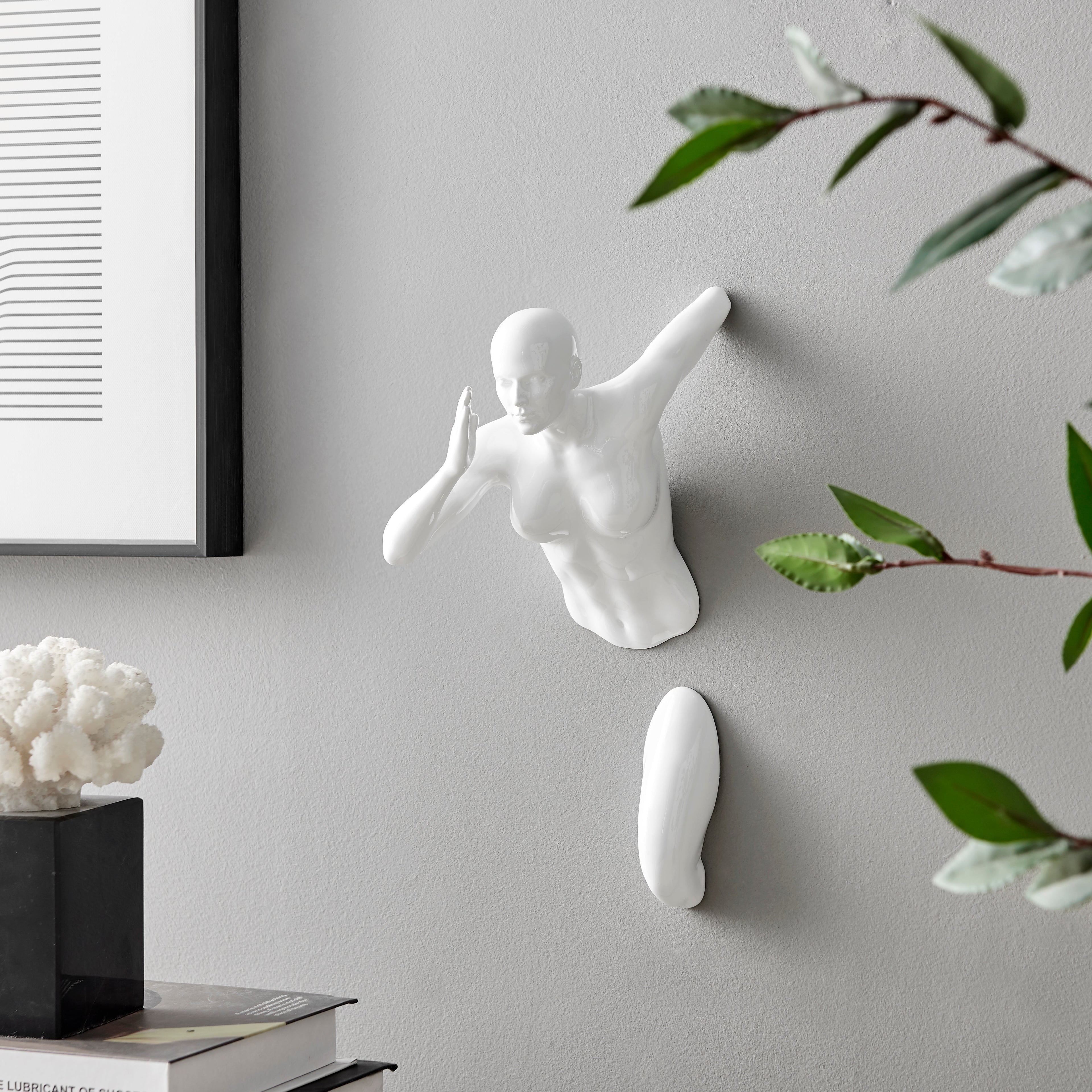 White Runner Woman 13" Wall Sculpture