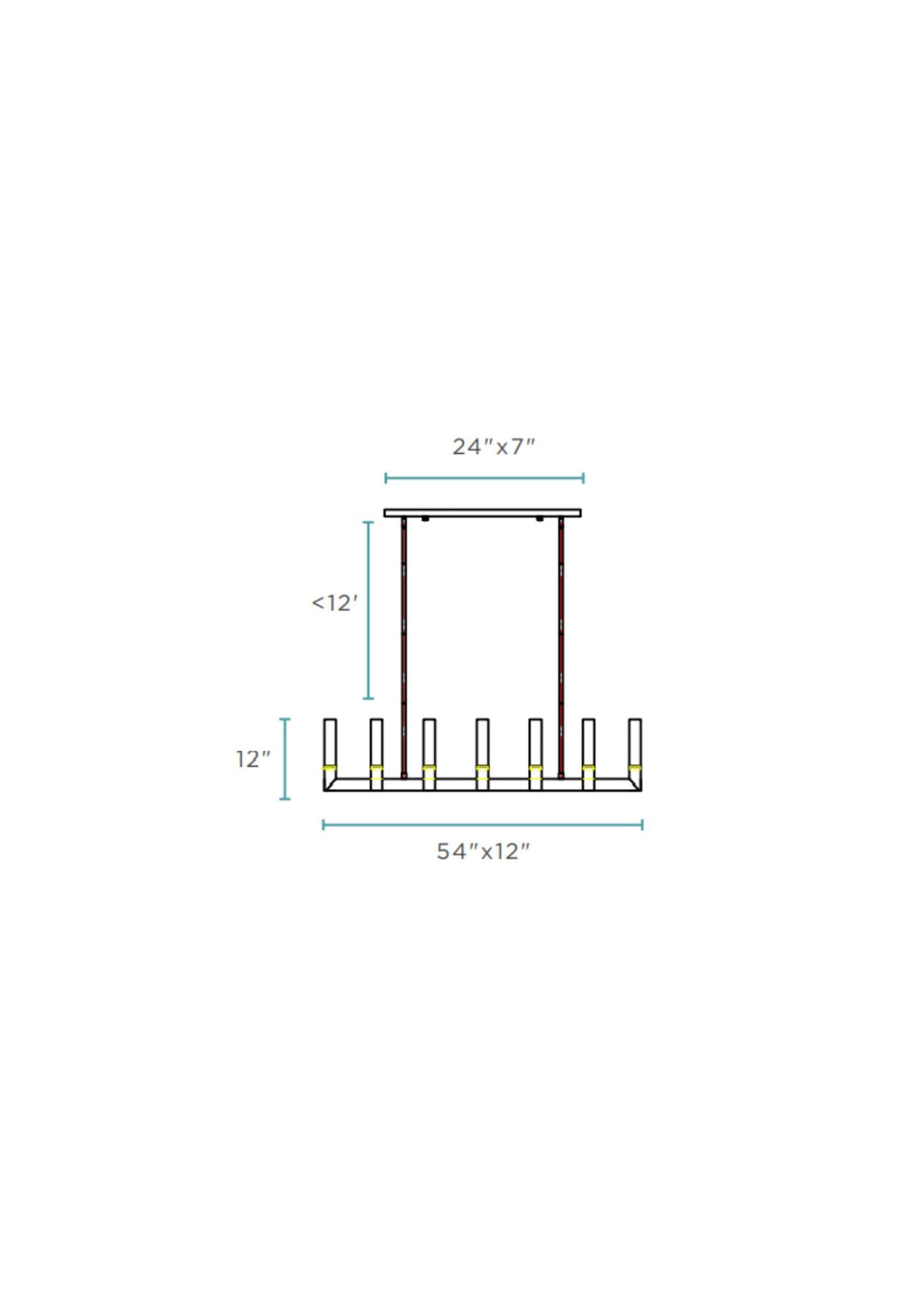 12 Light Rectangular Crystal Dianyi LED Chandelier // Silver
