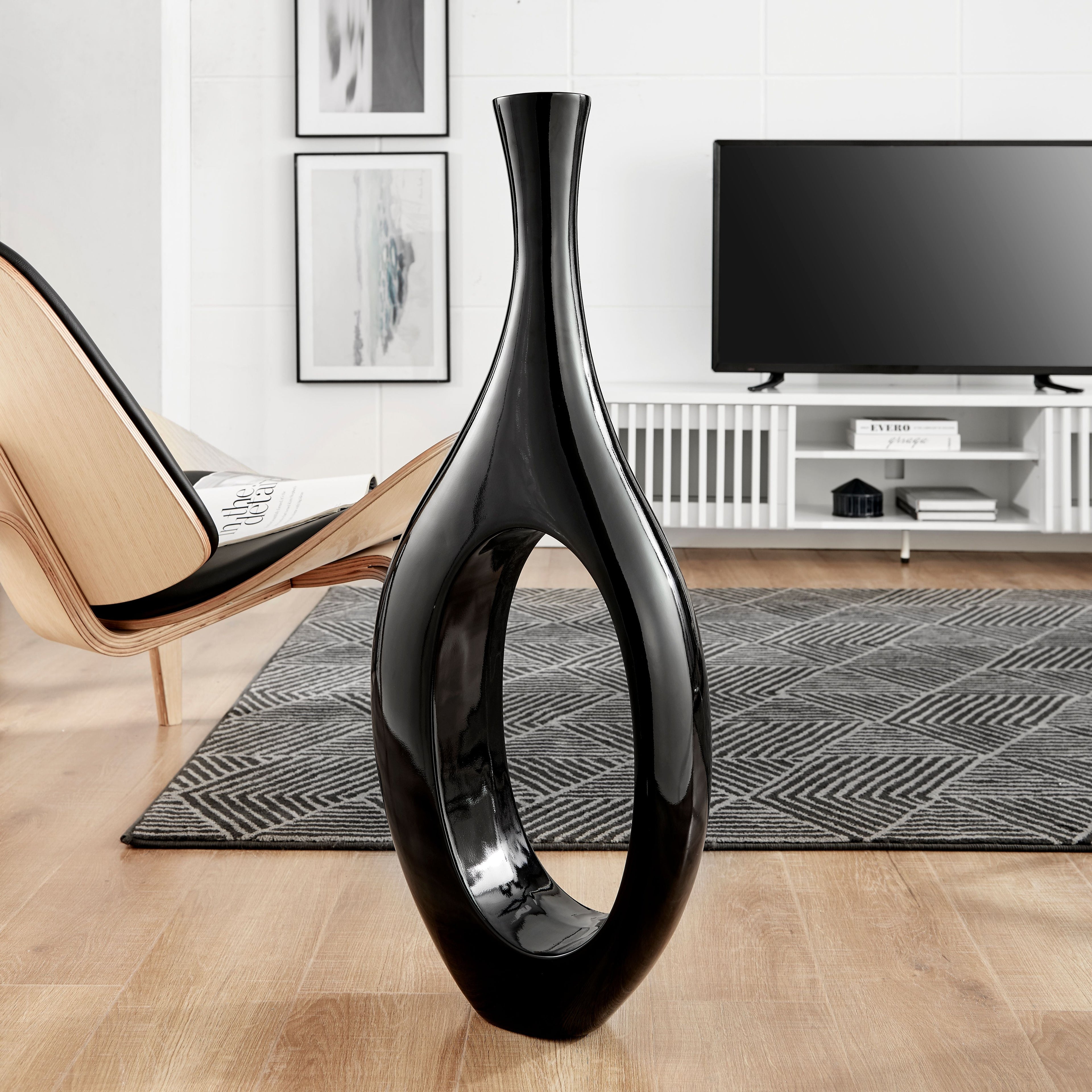 Trombone Vase - Small Black