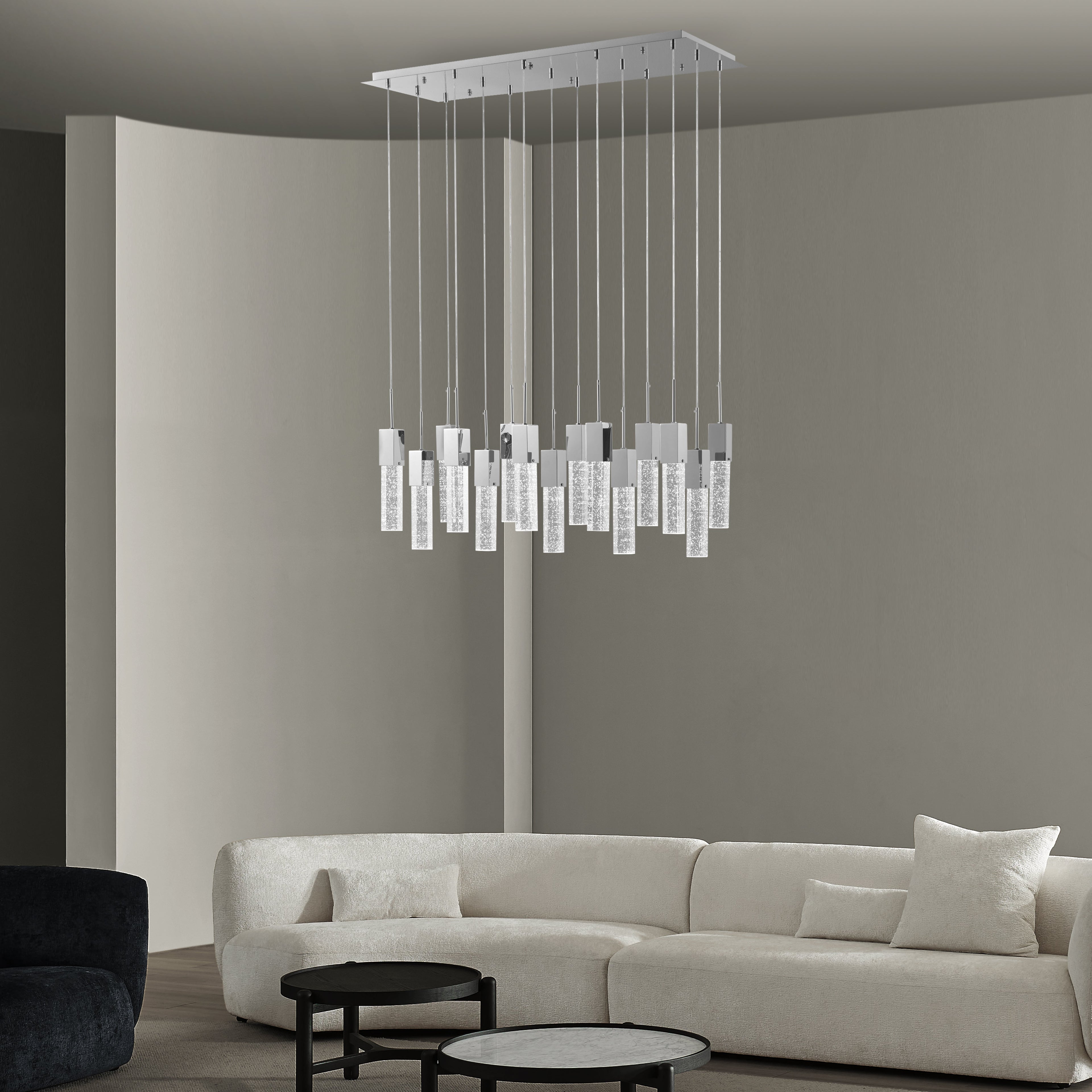 15 Light Rectangular Crystal Chandelier
