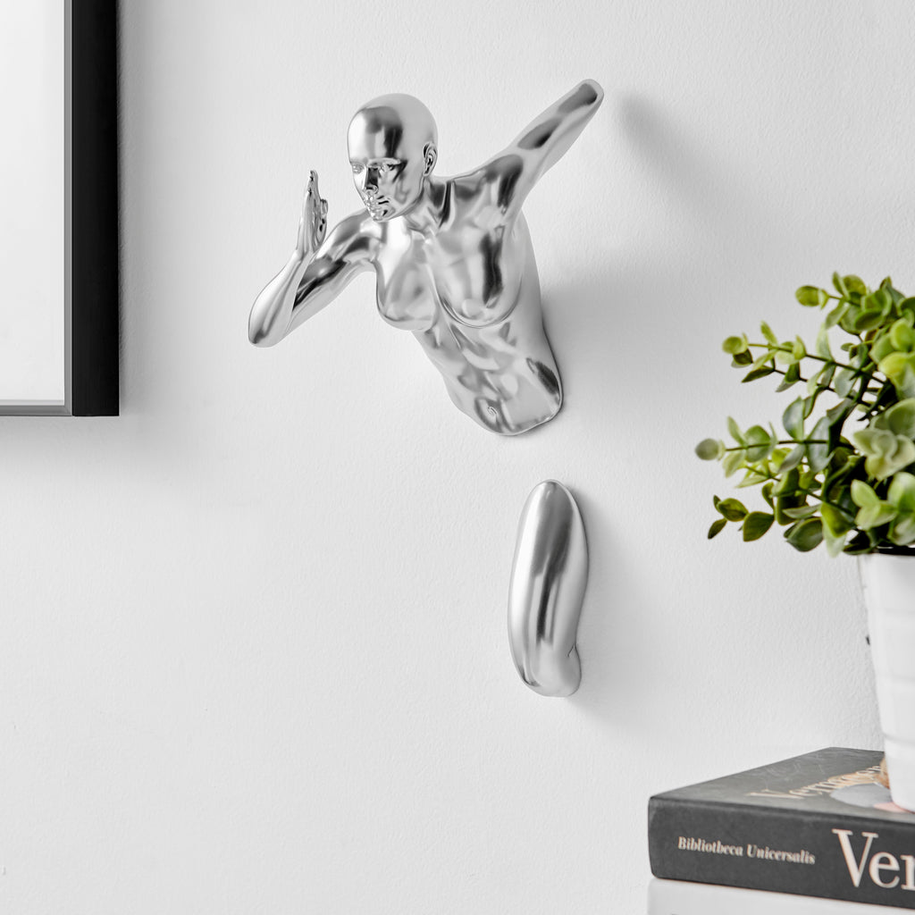 Chrome Runner Woman 13" Wall Sculpture