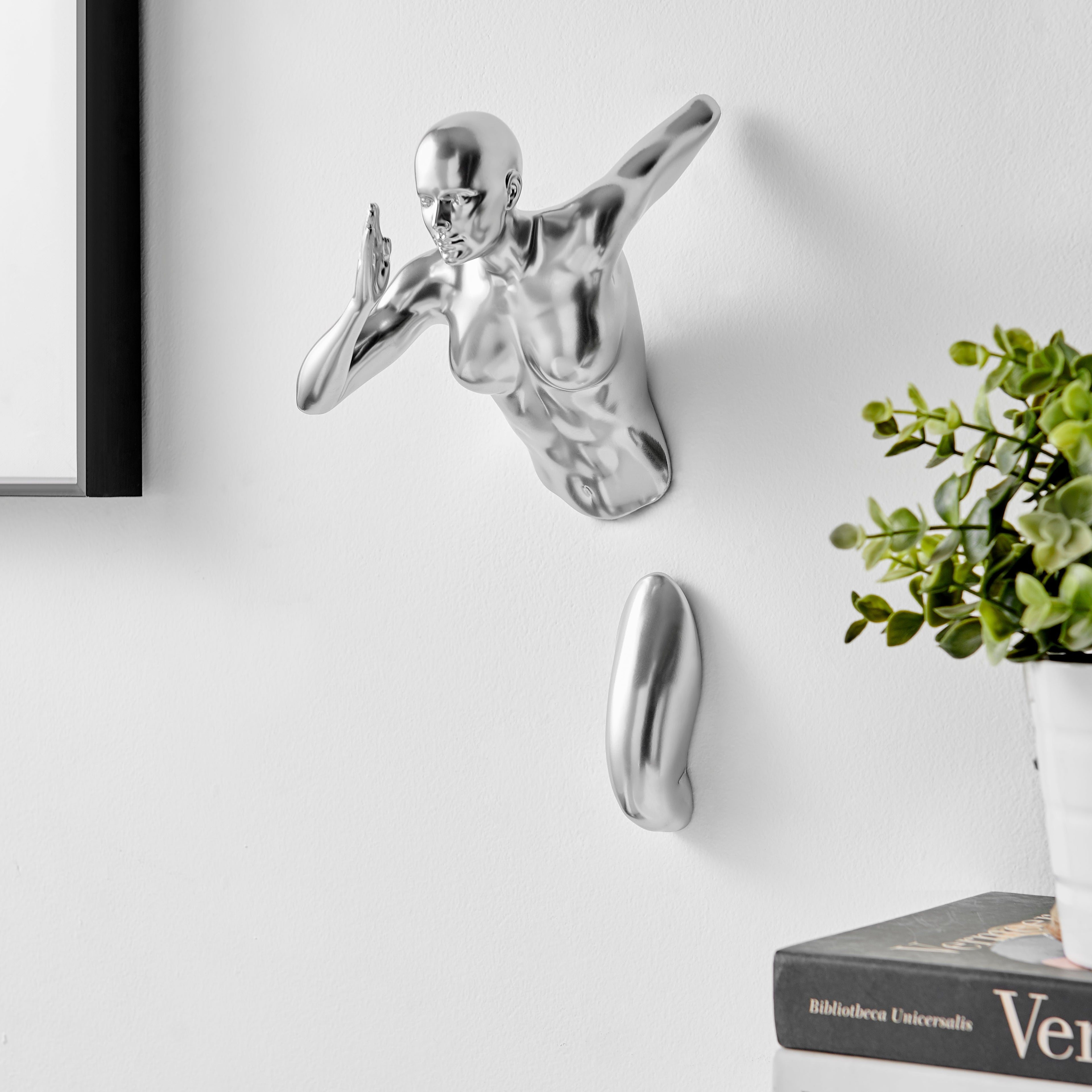 Chrome Runner Woman 13" Wall Sculpture