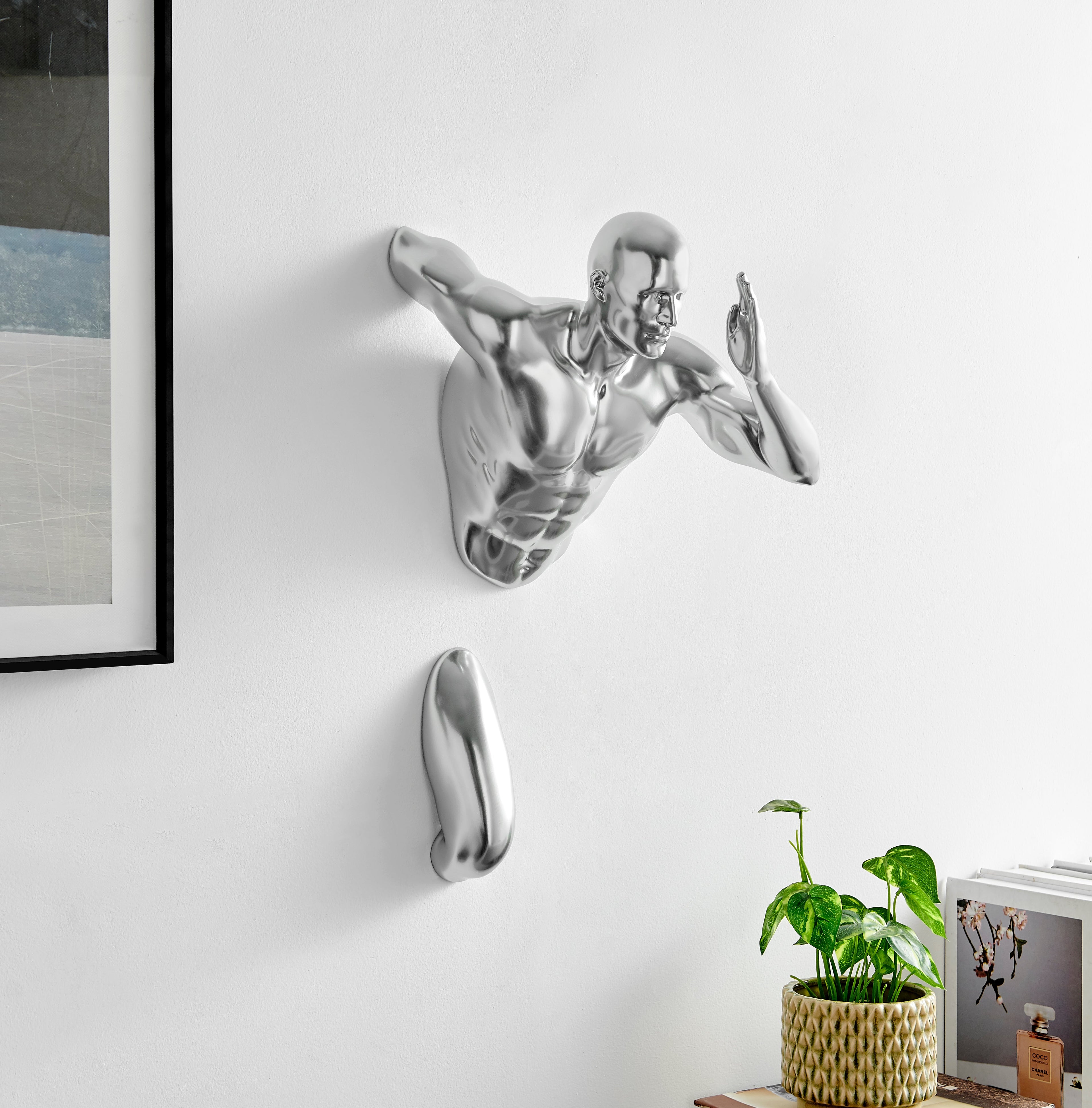 Chrome Runner Man 20" Wall Sculpture