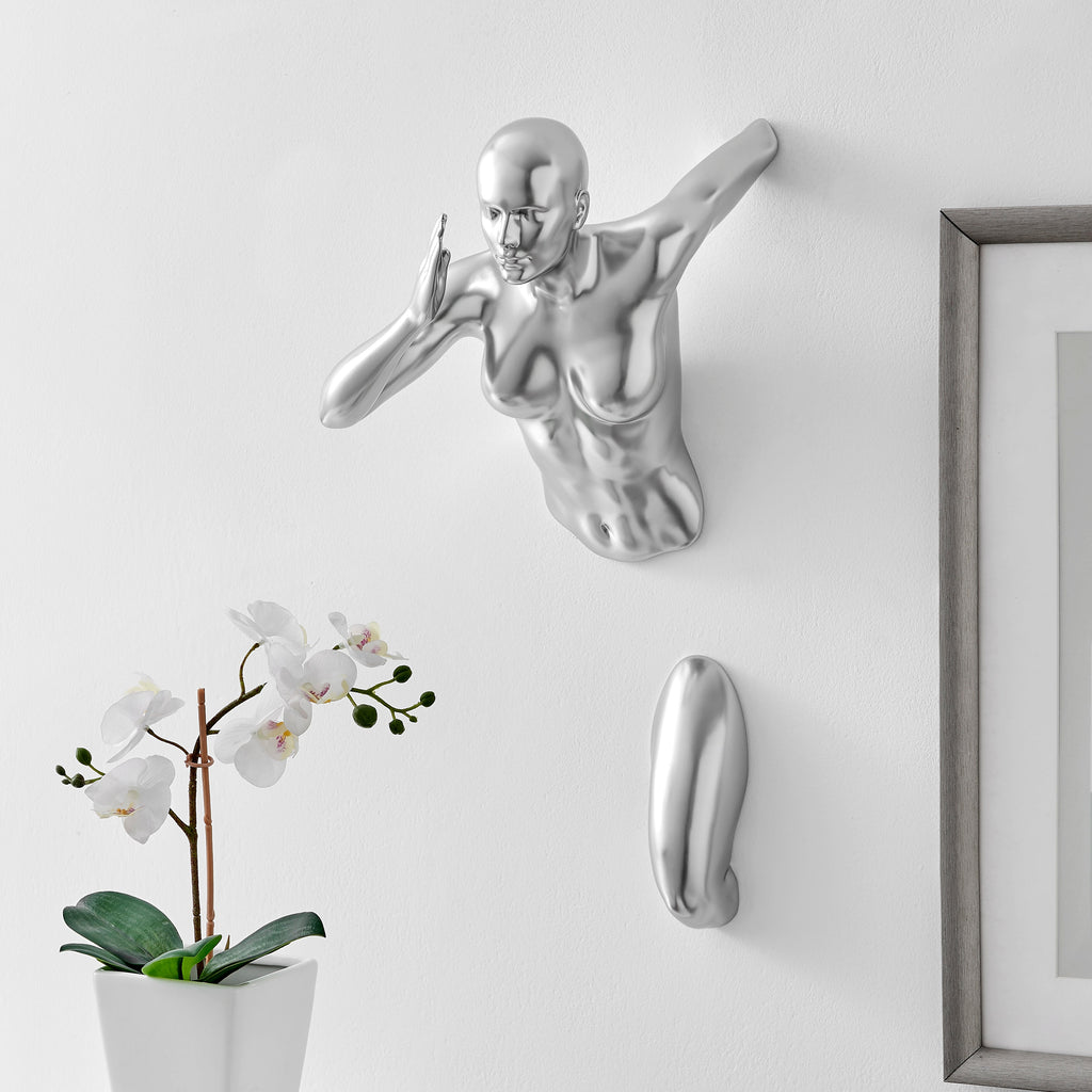 Chrome Runner Woman 20" Wall Sculpture