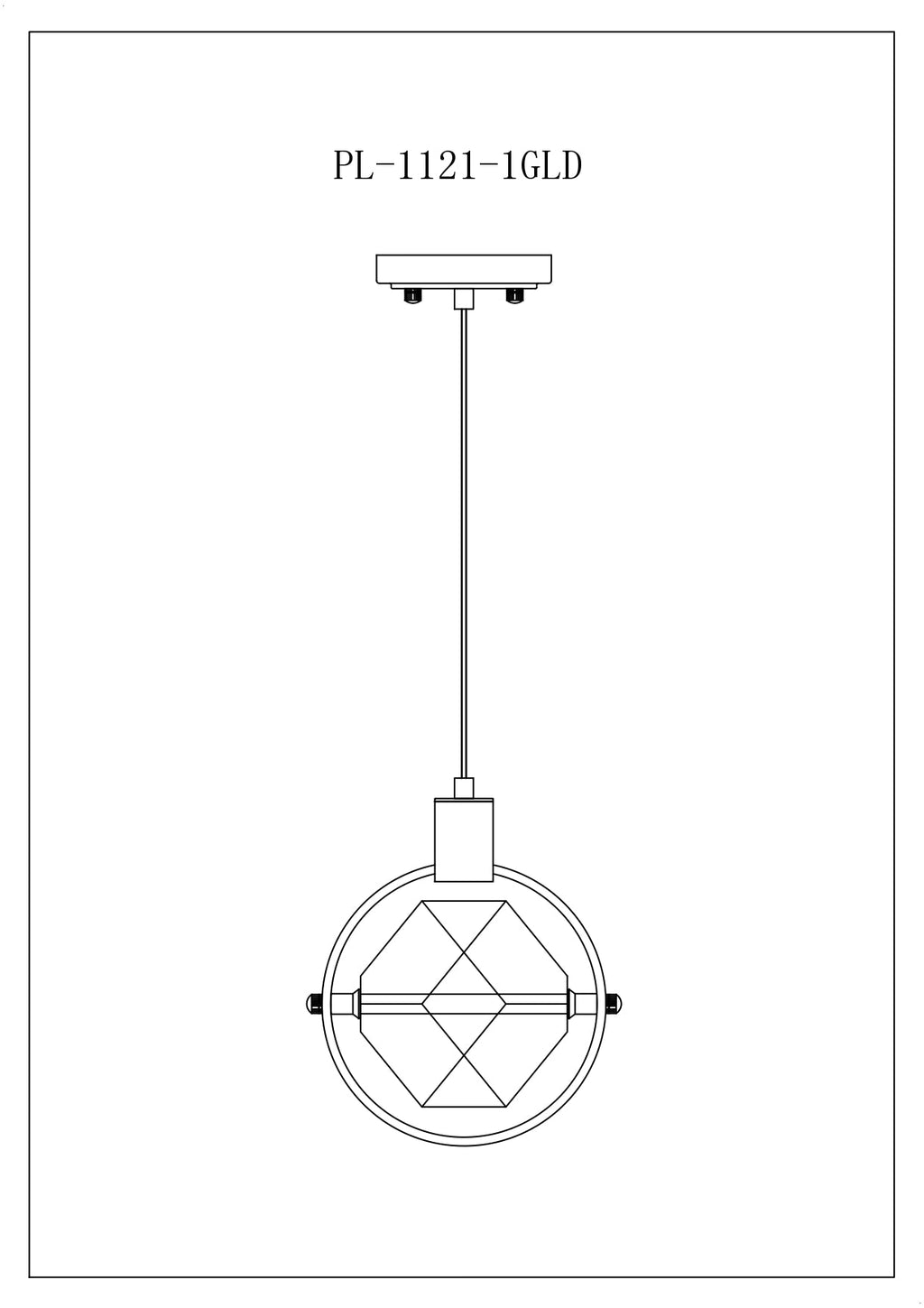 Hollywood Cube 1 Light Pendant // Gold