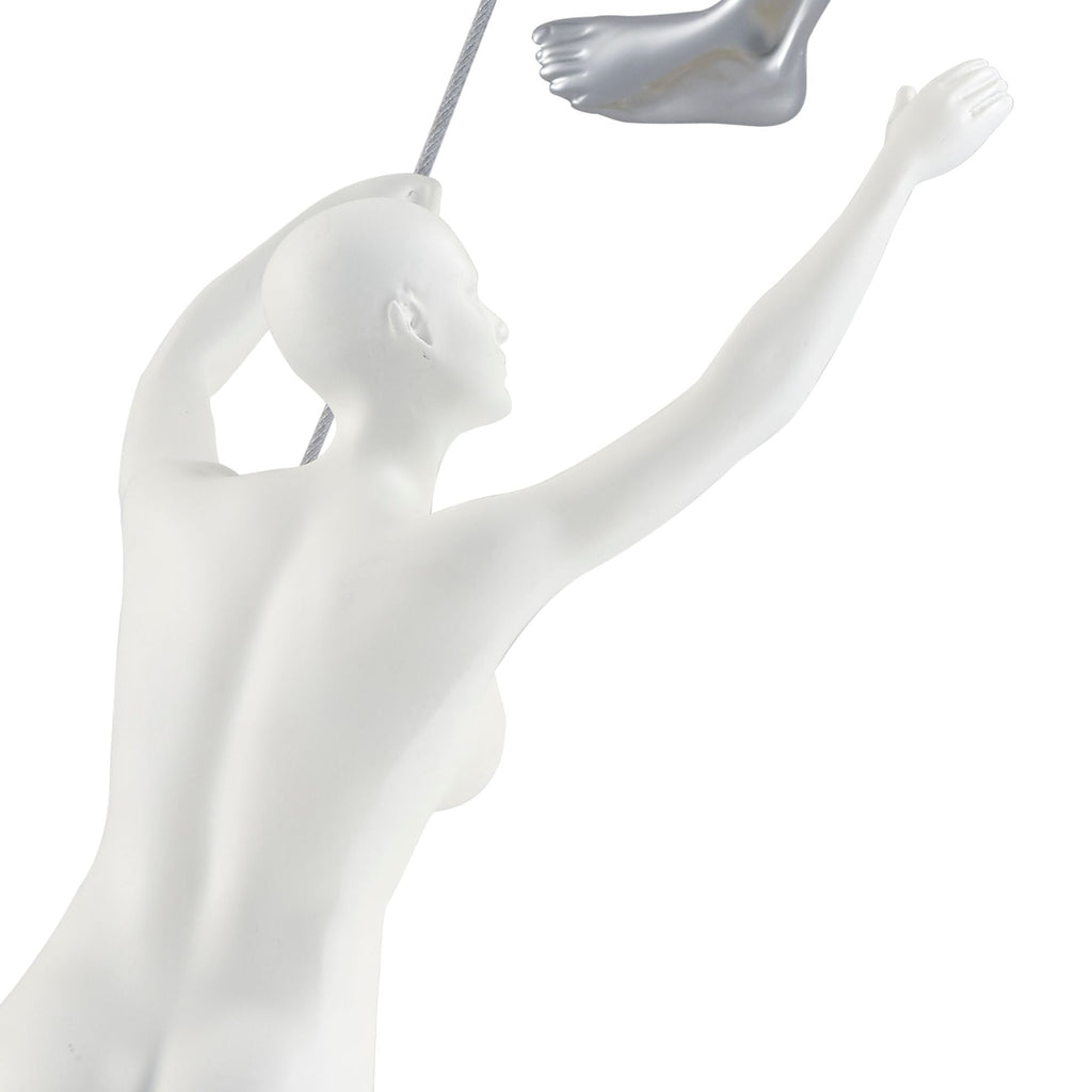 Climbing Couple Set of Two Wall Sculptures // Matte White and Chrome