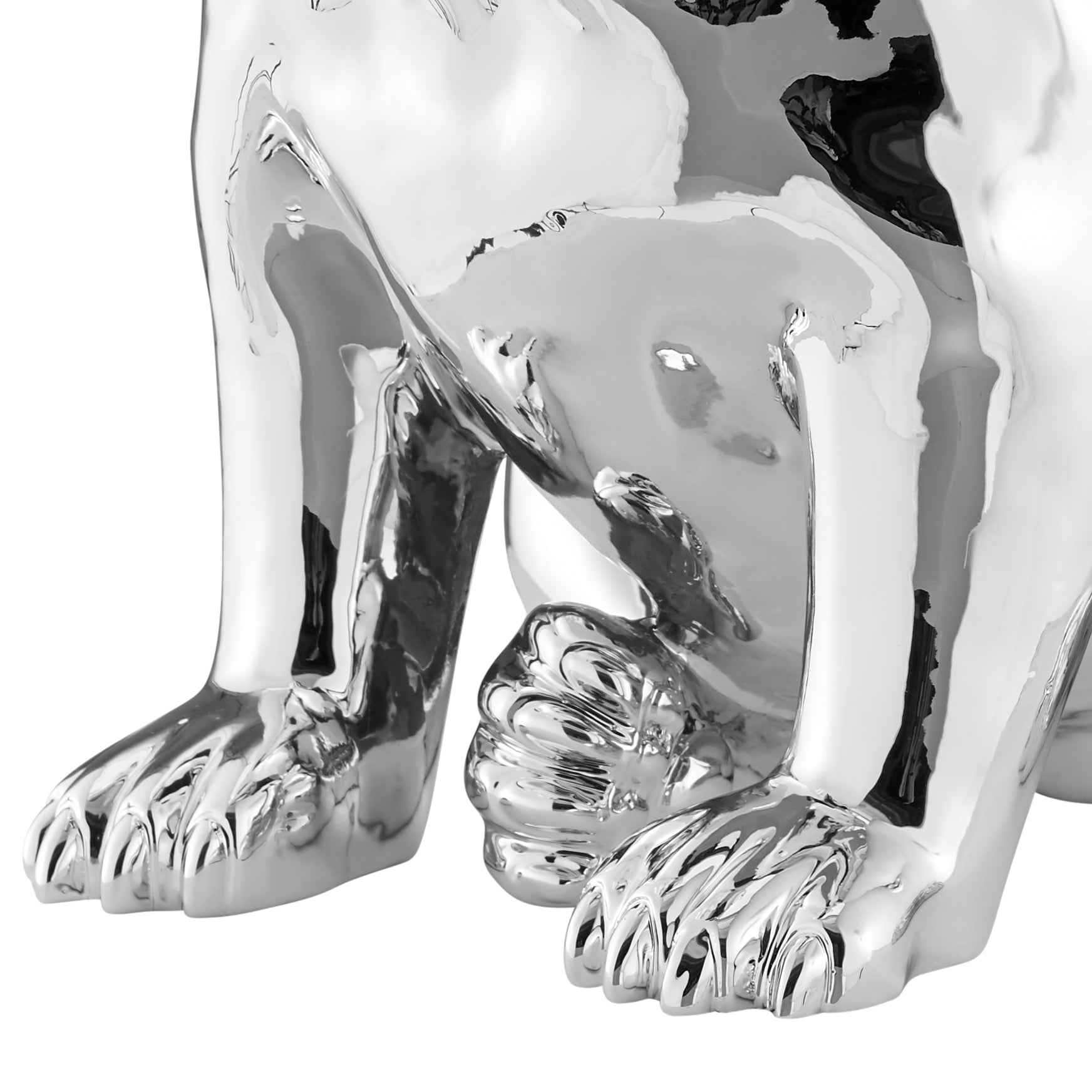 French Bulldog Sitting Sculpture // Chrome & Black