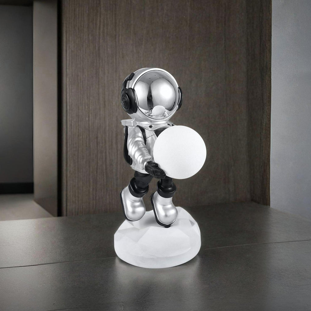 Lighted Astronaut Sculpture -  Black & Silver Small