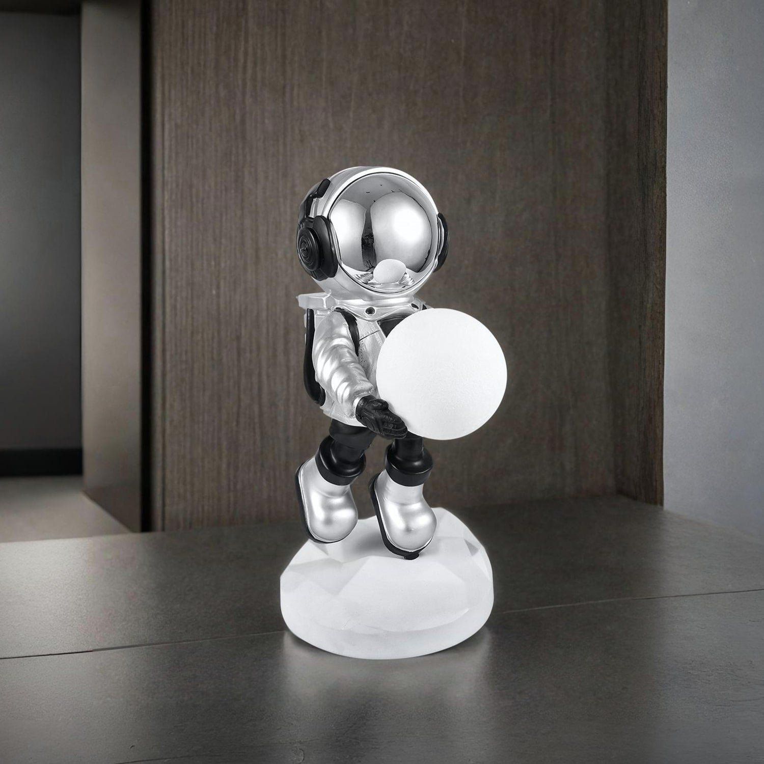Lighted Astronaut Sculpture -  Black & Silver Small