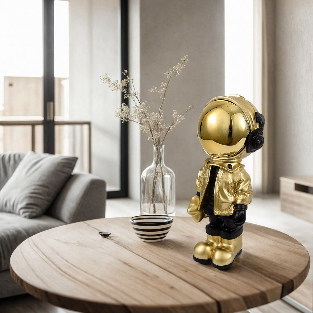 Astronaut Sculpture - Black & Gold Small