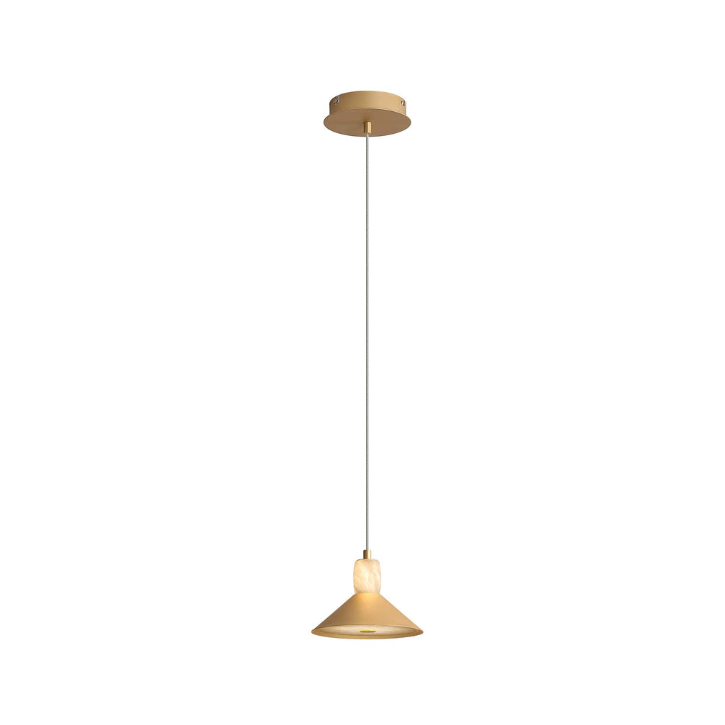 Spanish Alabaster & Aluminum One-Light Pendant