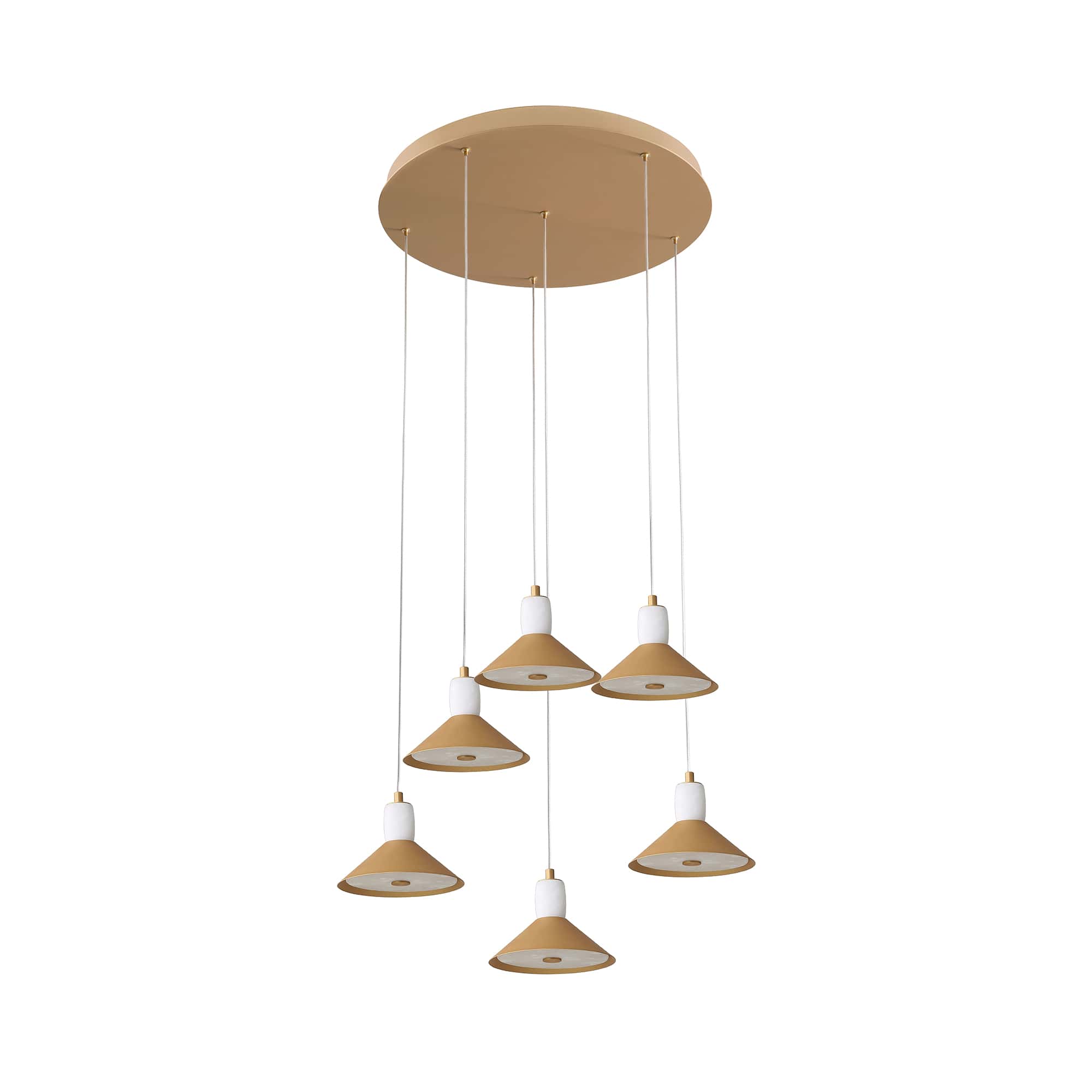 Spanish Alabaster & Aluminum Six-Light Chandelier