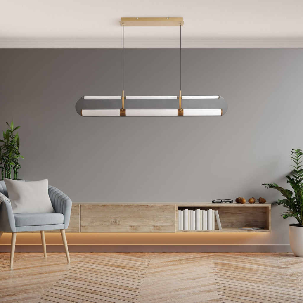 Rectangular Painted Antique Brass Linear Light