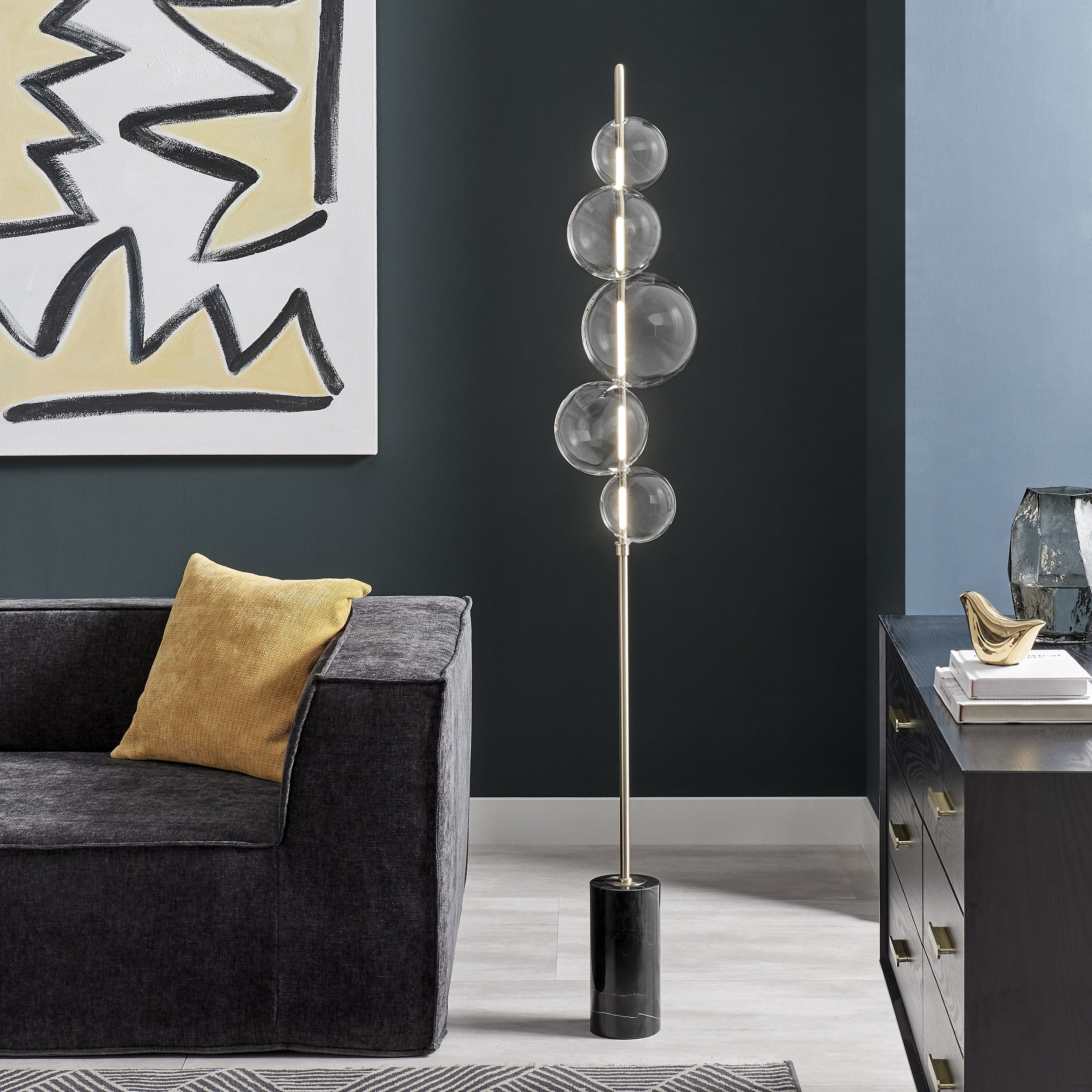 Aluminum and Glass Floor Lamp