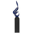 Flame 65" Tall Floor Sculpture - Blue with Black Stand