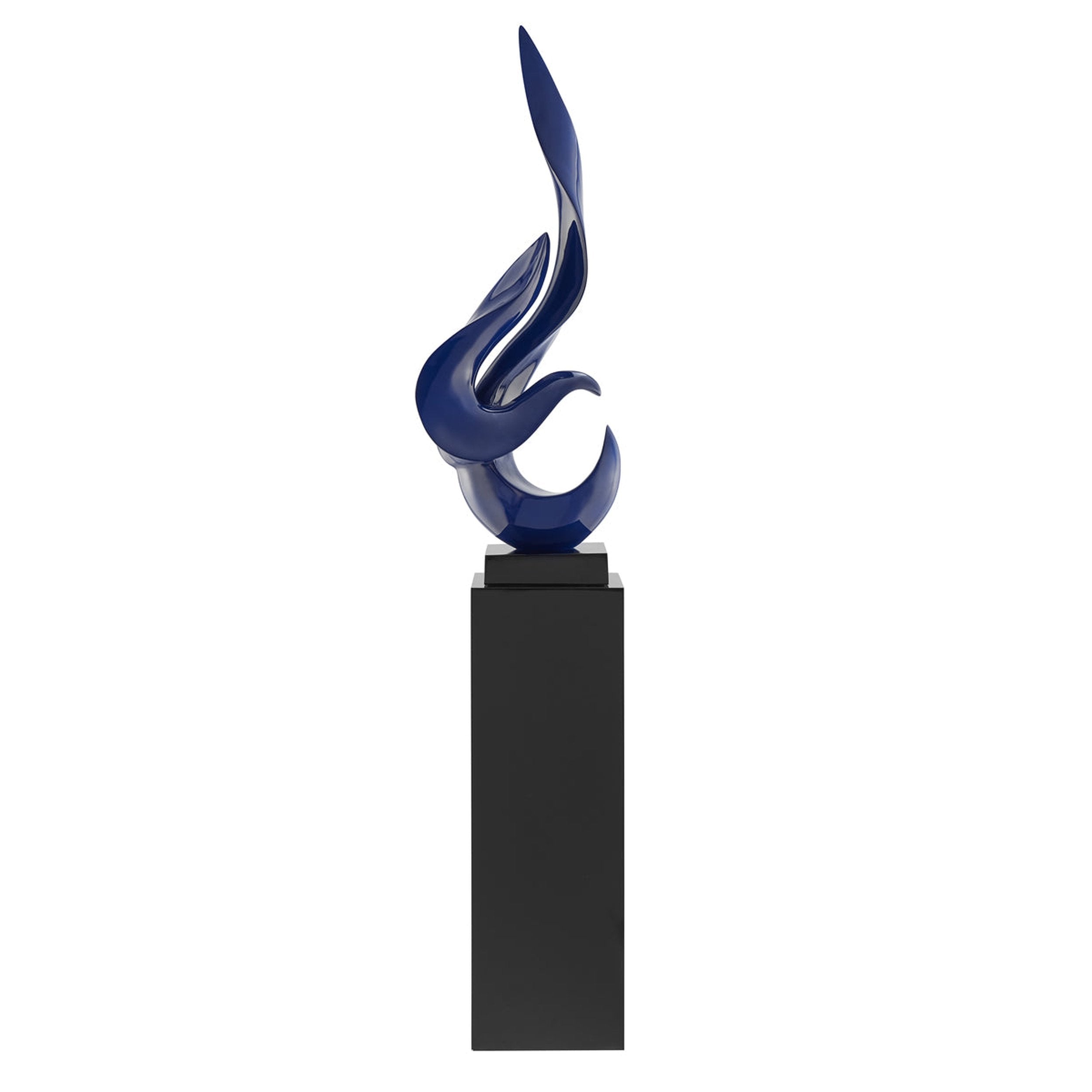 Flame 65" Tall Floor Sculpture - Blue with Black Stand