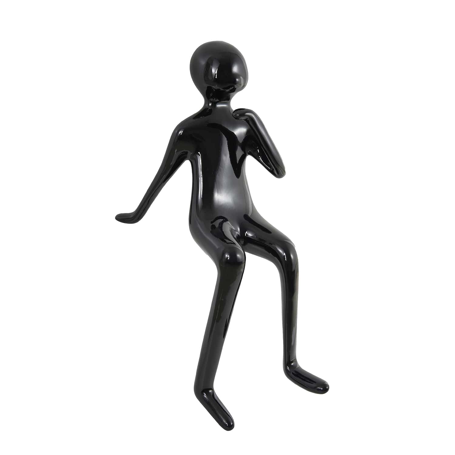 Urban Thinker – Glossy Black Resin Seated Figure Sculpture