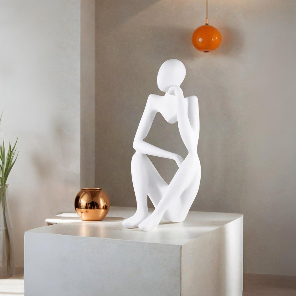 White Thinking Figure Sculpture