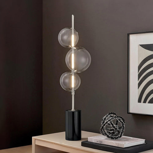 Aluminum and Glass Table Lamp - Satin Nickel