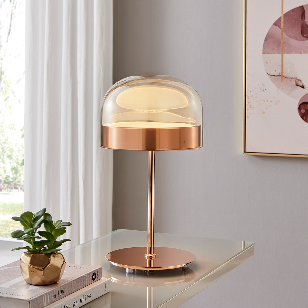 Iron and Champagne Glass Table Lamp - Rose Gold