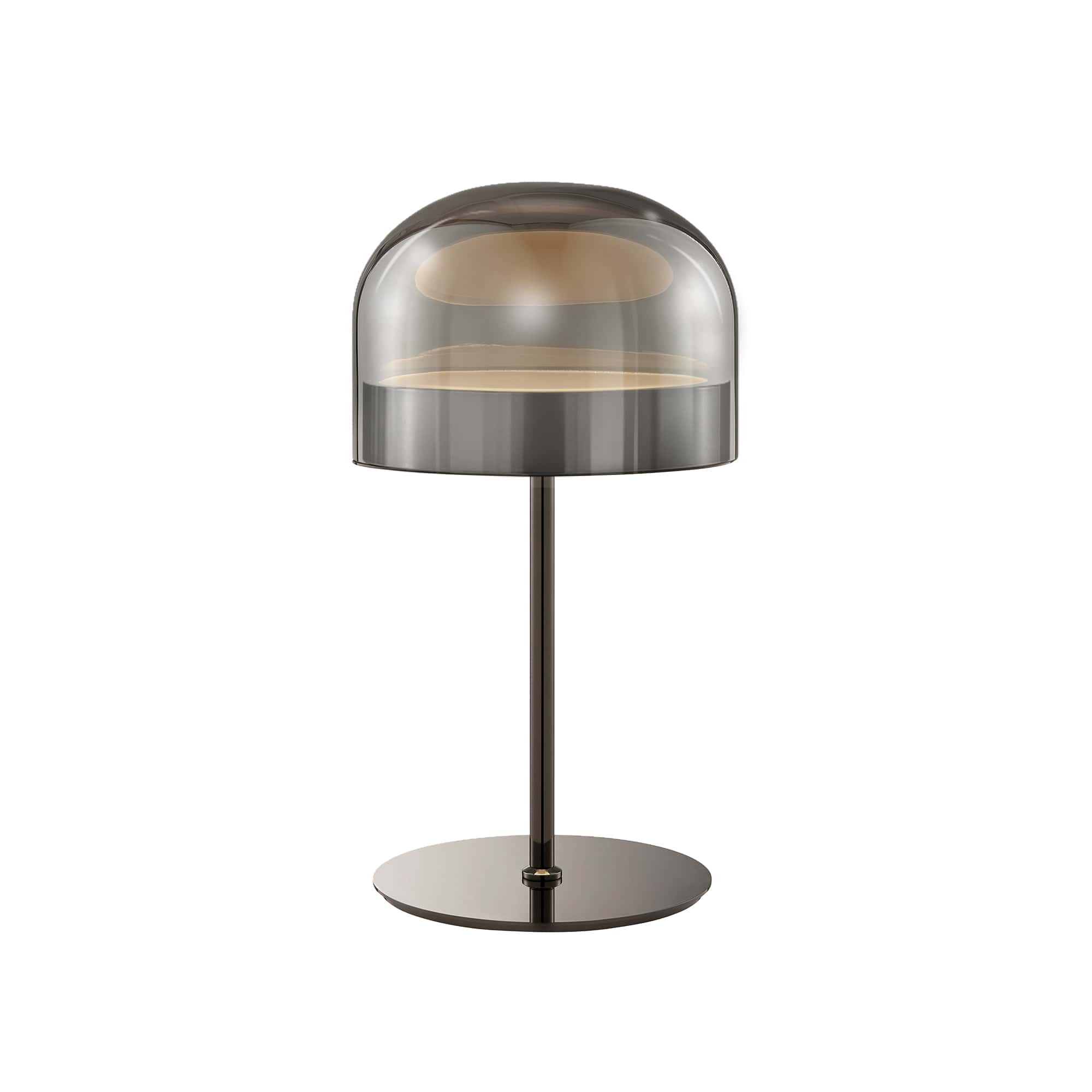 Iron and Smoky Glass Table Lamp - Black